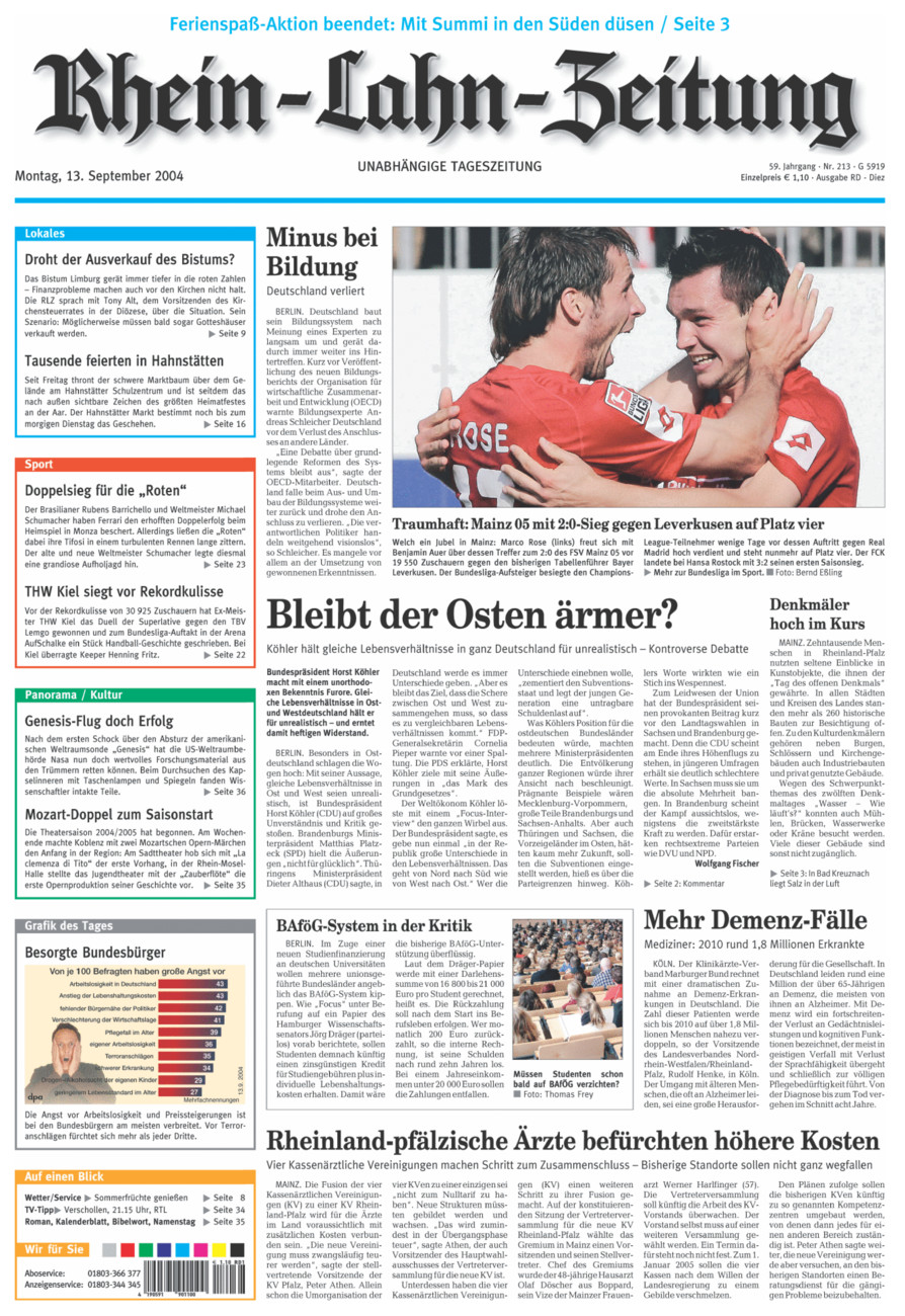 Rhein-Lahn-Zeitung Diez (Archiv) vom Montag, 13.09.2004