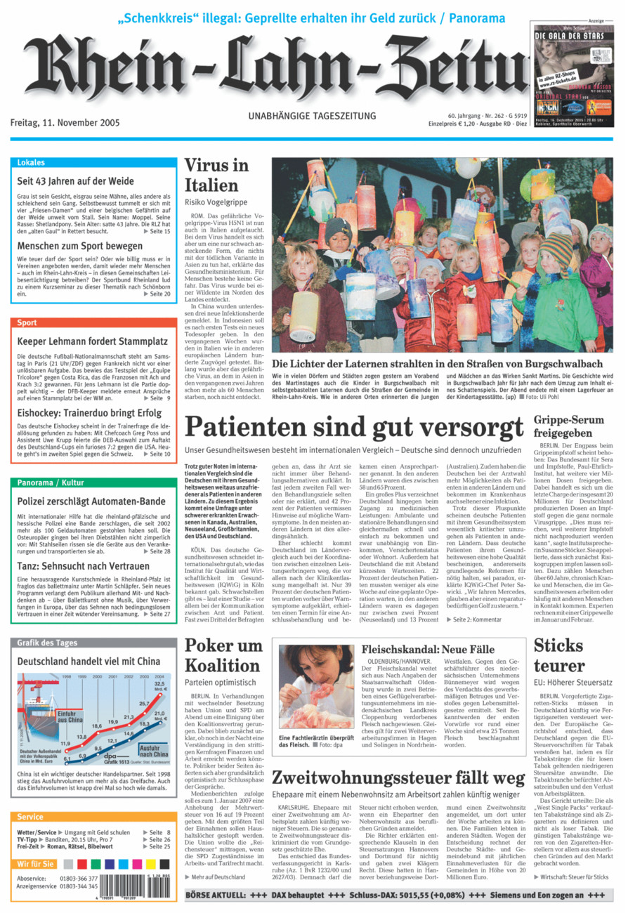 Rhein-Lahn-Zeitung Diez (Archiv) vom Freitag, 11.11.2005