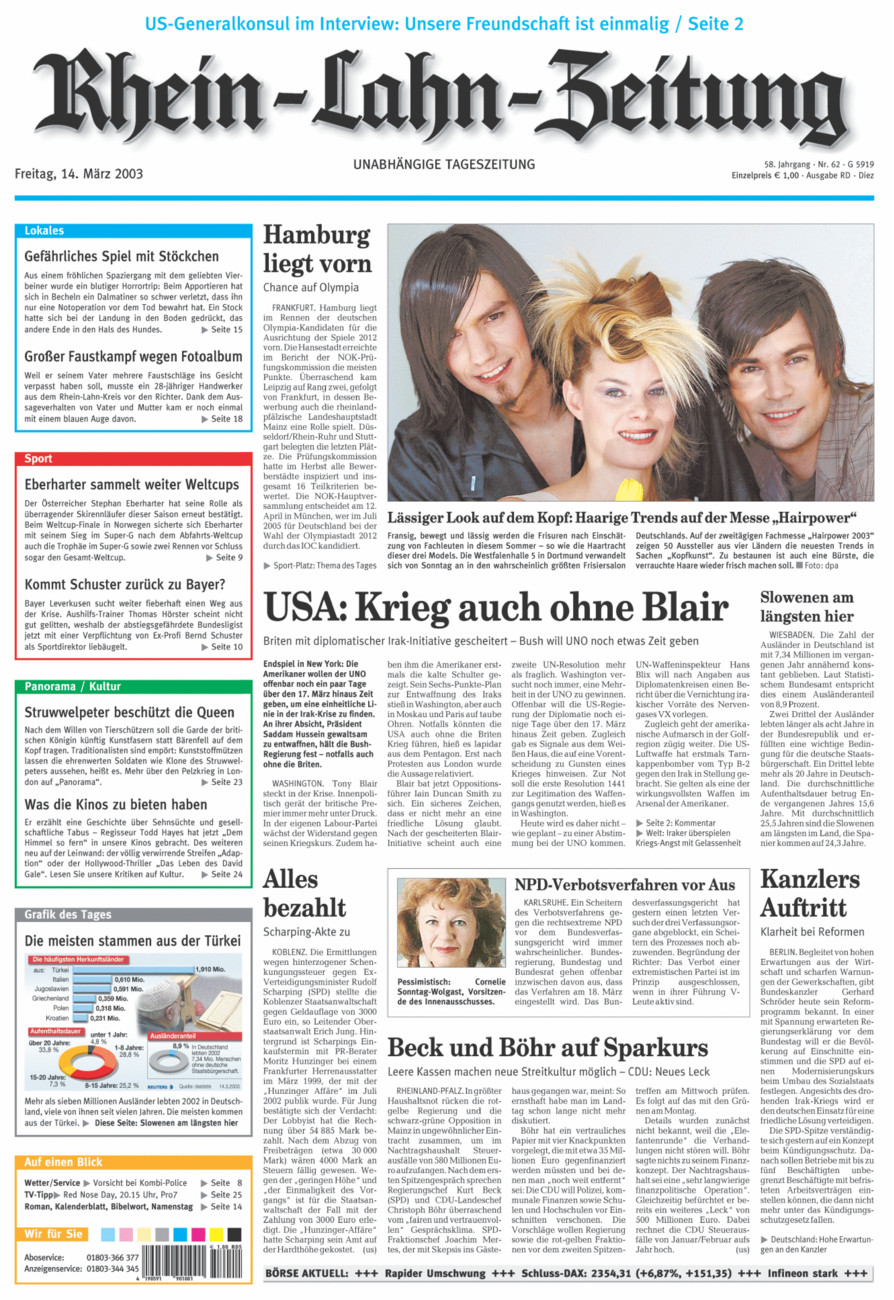Rhein-Lahn-Zeitung Diez (Archiv) vom Freitag, 14.03.2003
