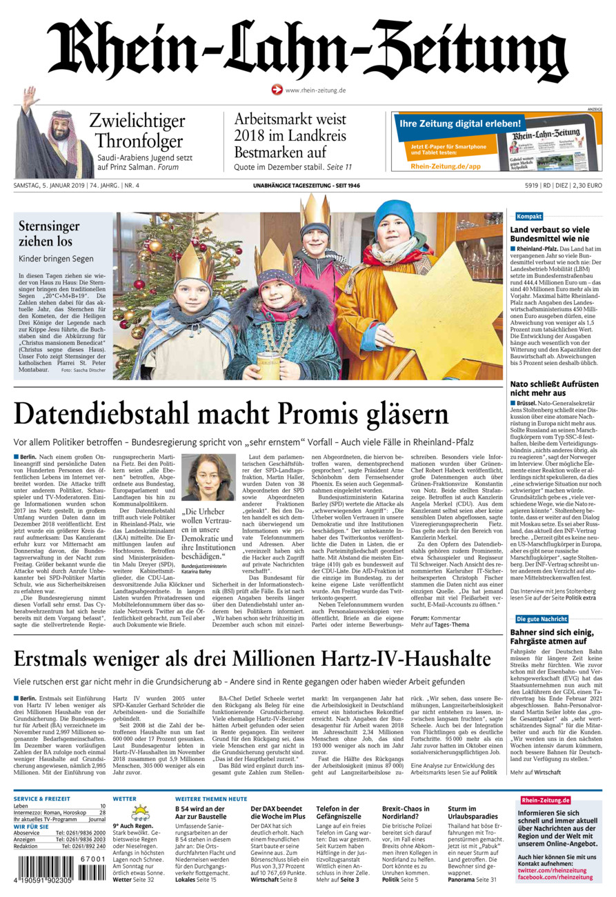 Rhein-Lahn-Zeitung Diez (Archiv) vom Samstag, 05.01.2019
