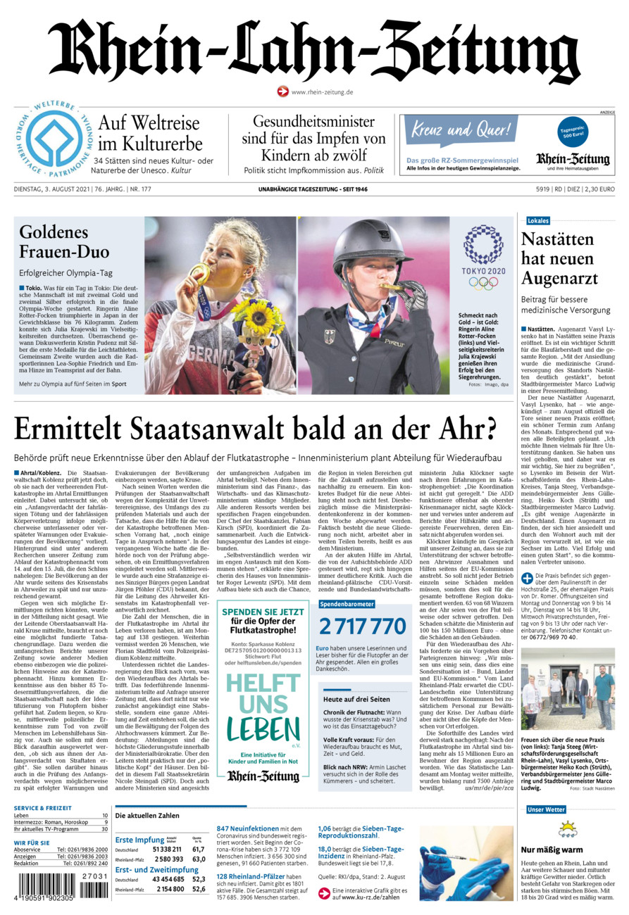 Rhein-Lahn-Zeitung Diez (Archiv) vom Dienstag, 03.08.2021