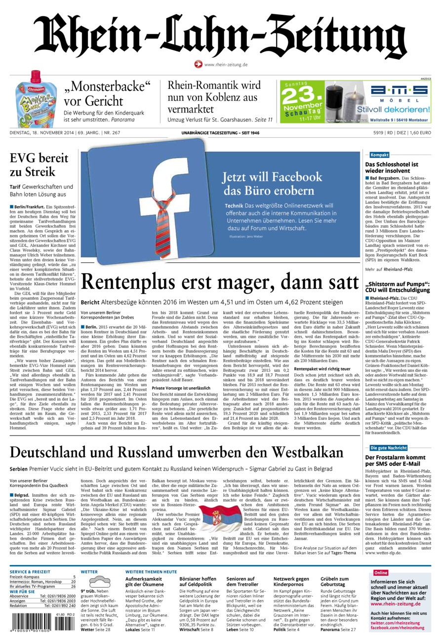 Rhein-Lahn-Zeitung Diez (Archiv) vom Dienstag, 18.11.2014
