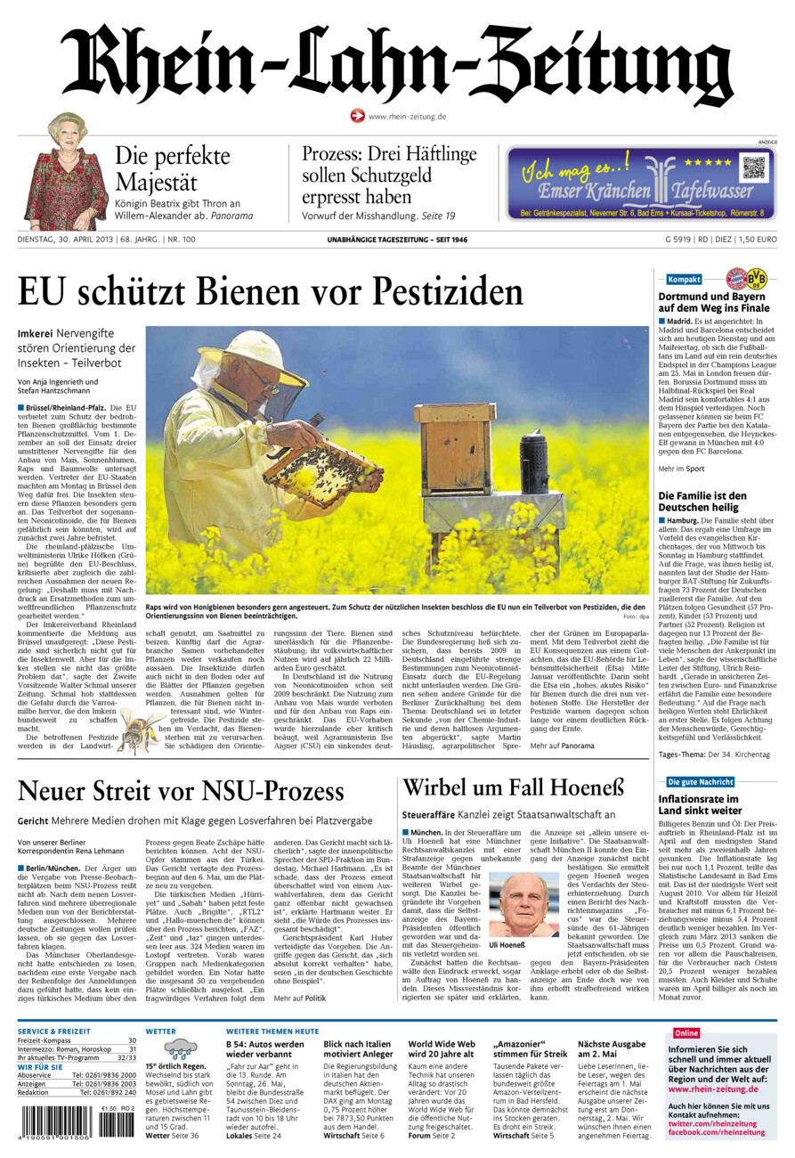 Rhein-Lahn-Zeitung Diez (Archiv) vom Dienstag, 30.04.2013