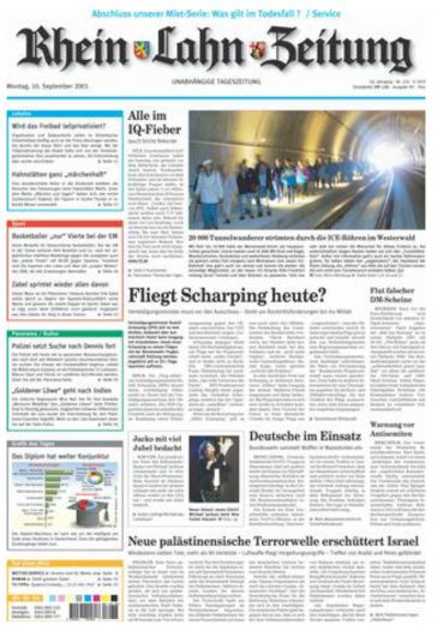 Rhein-Lahn-Zeitung Diez (Archiv) vom Montag, 10.09.2001