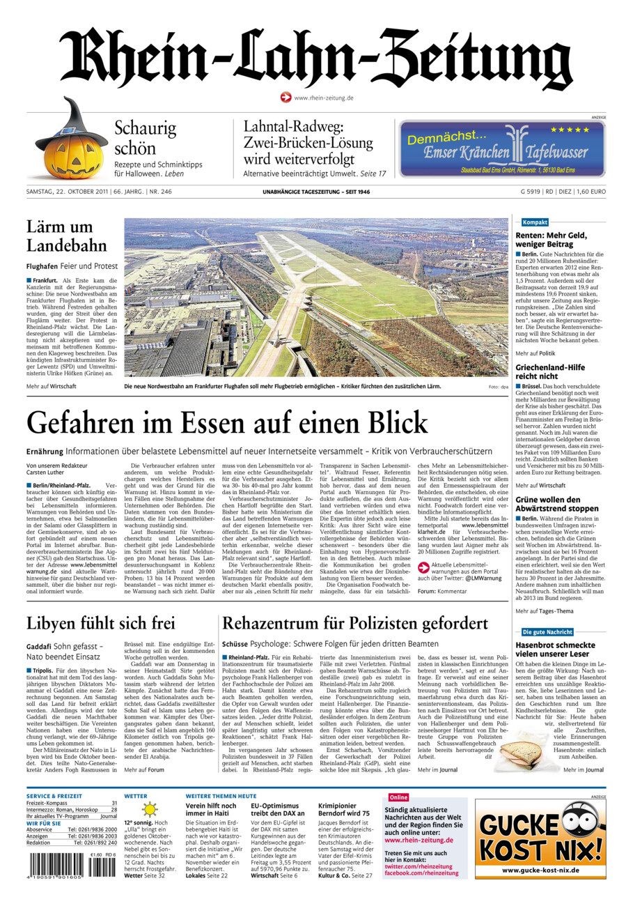 Rhein-Lahn-Zeitung Diez (Archiv) vom Samstag, 22.10.2011