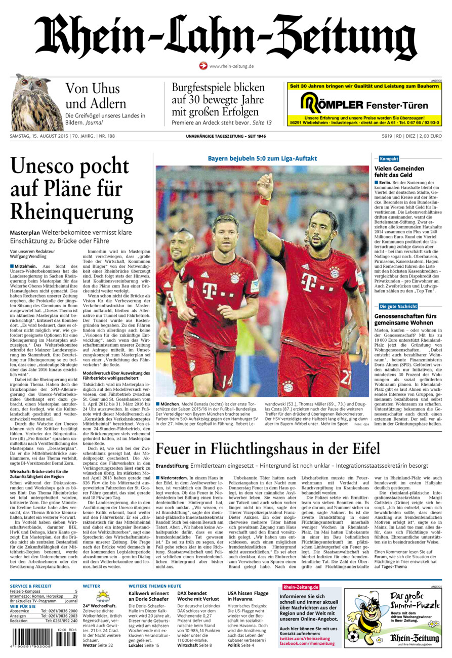 Rhein-Lahn-Zeitung Diez (Archiv) vom Samstag, 15.08.2015