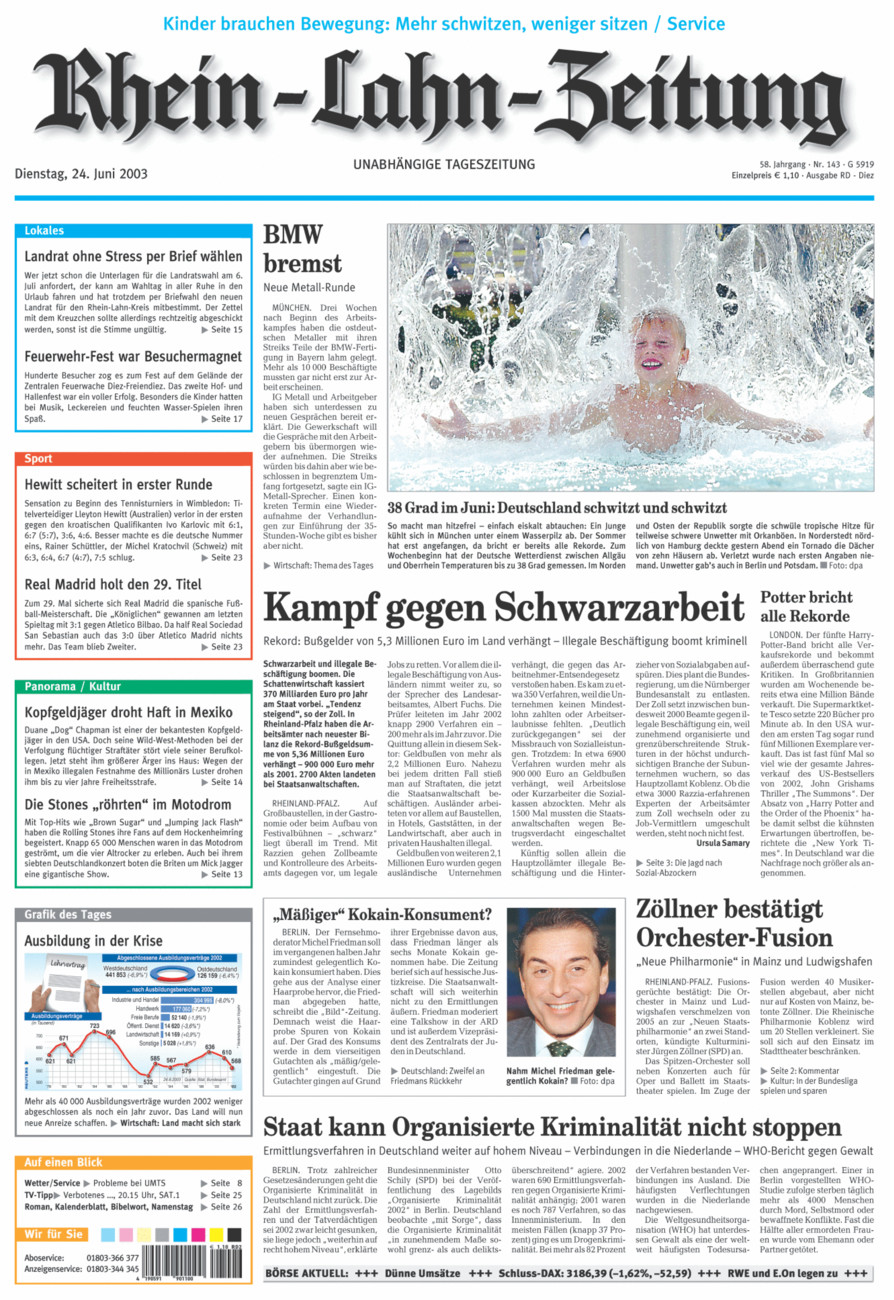 Rhein-Lahn-Zeitung Diez (Archiv) vom Dienstag, 24.06.2003