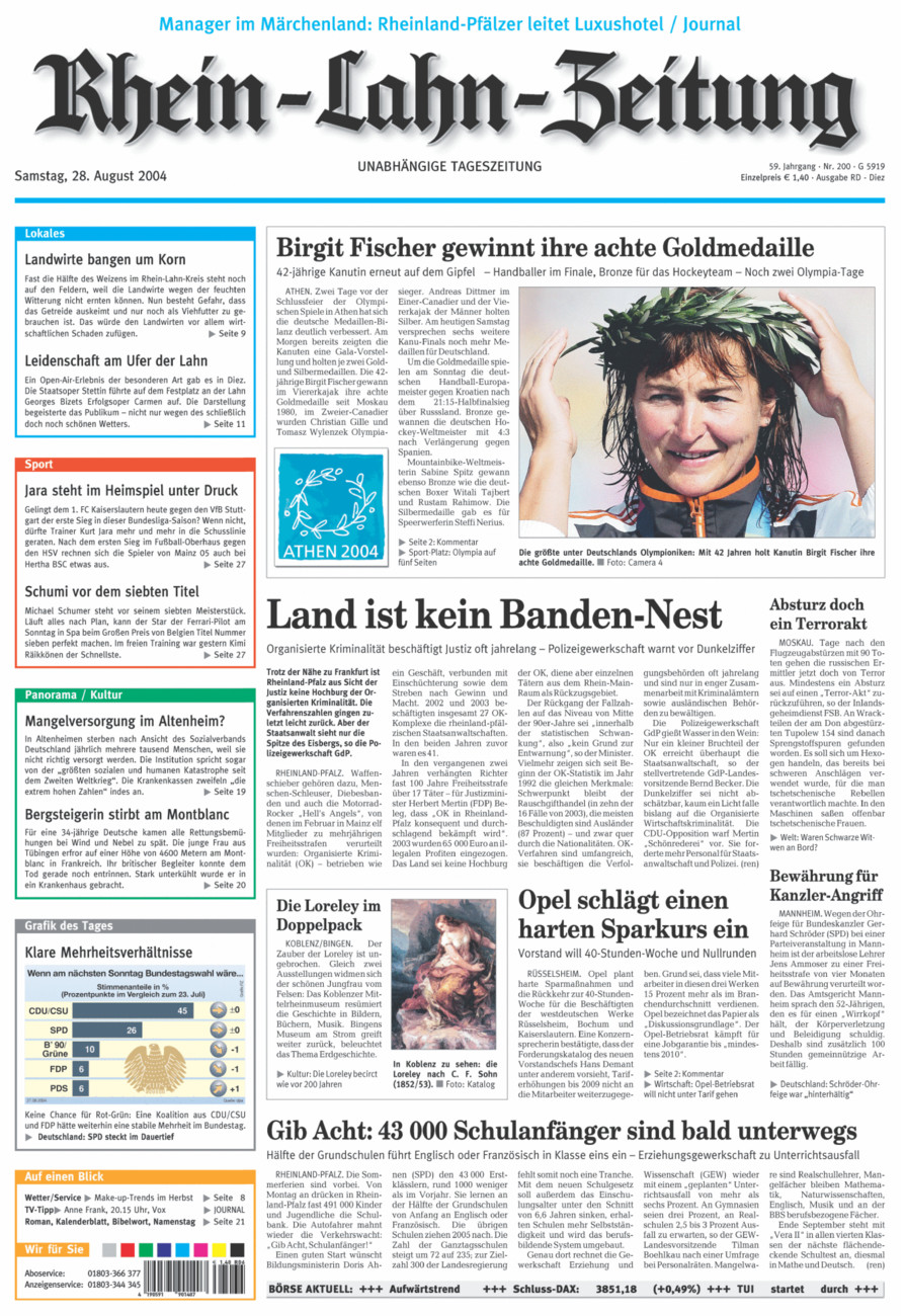 Rhein-Lahn-Zeitung Diez (Archiv) vom Samstag, 28.08.2004