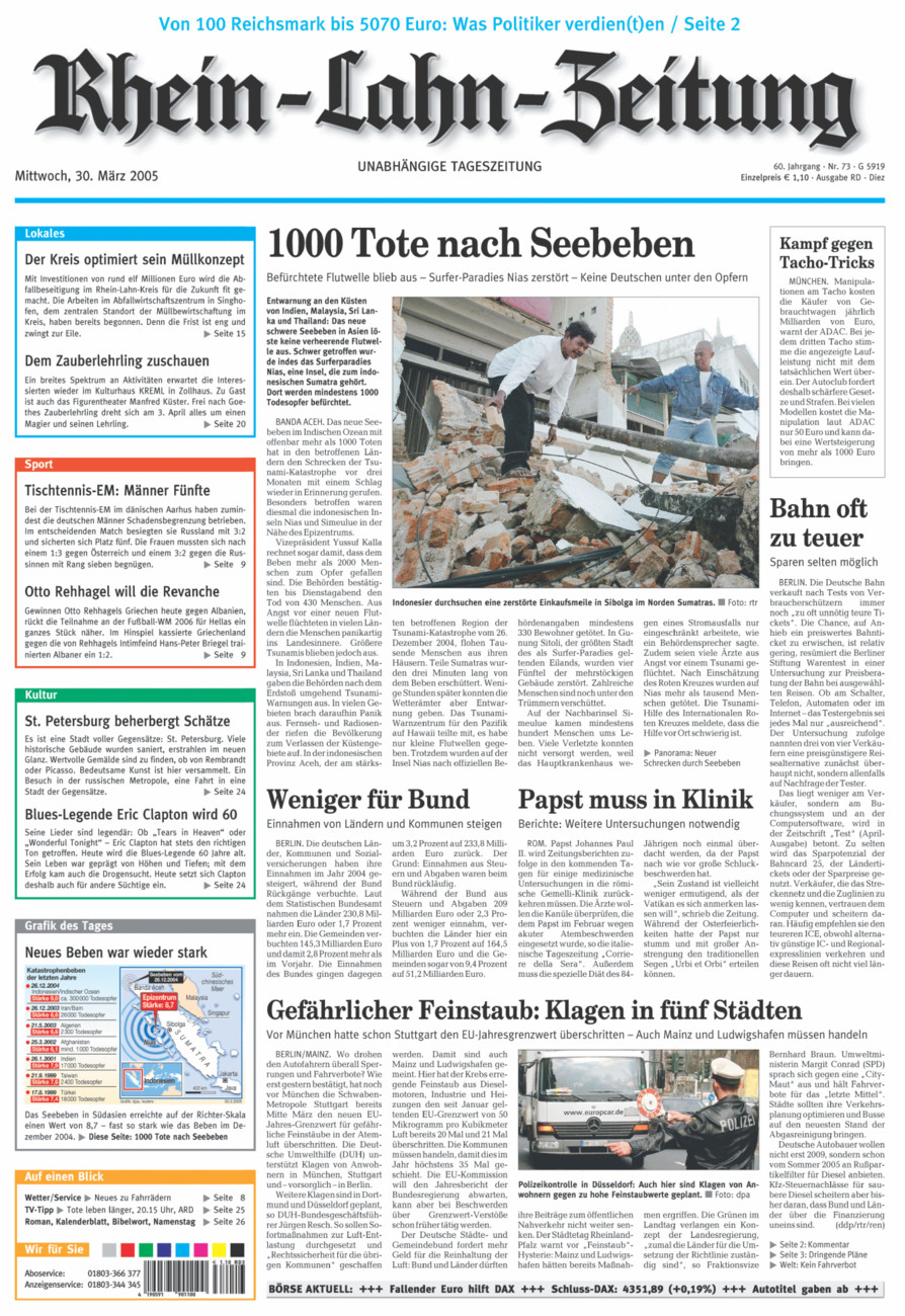 Rhein-Lahn-Zeitung Diez (Archiv) vom Mittwoch, 30.03.2005