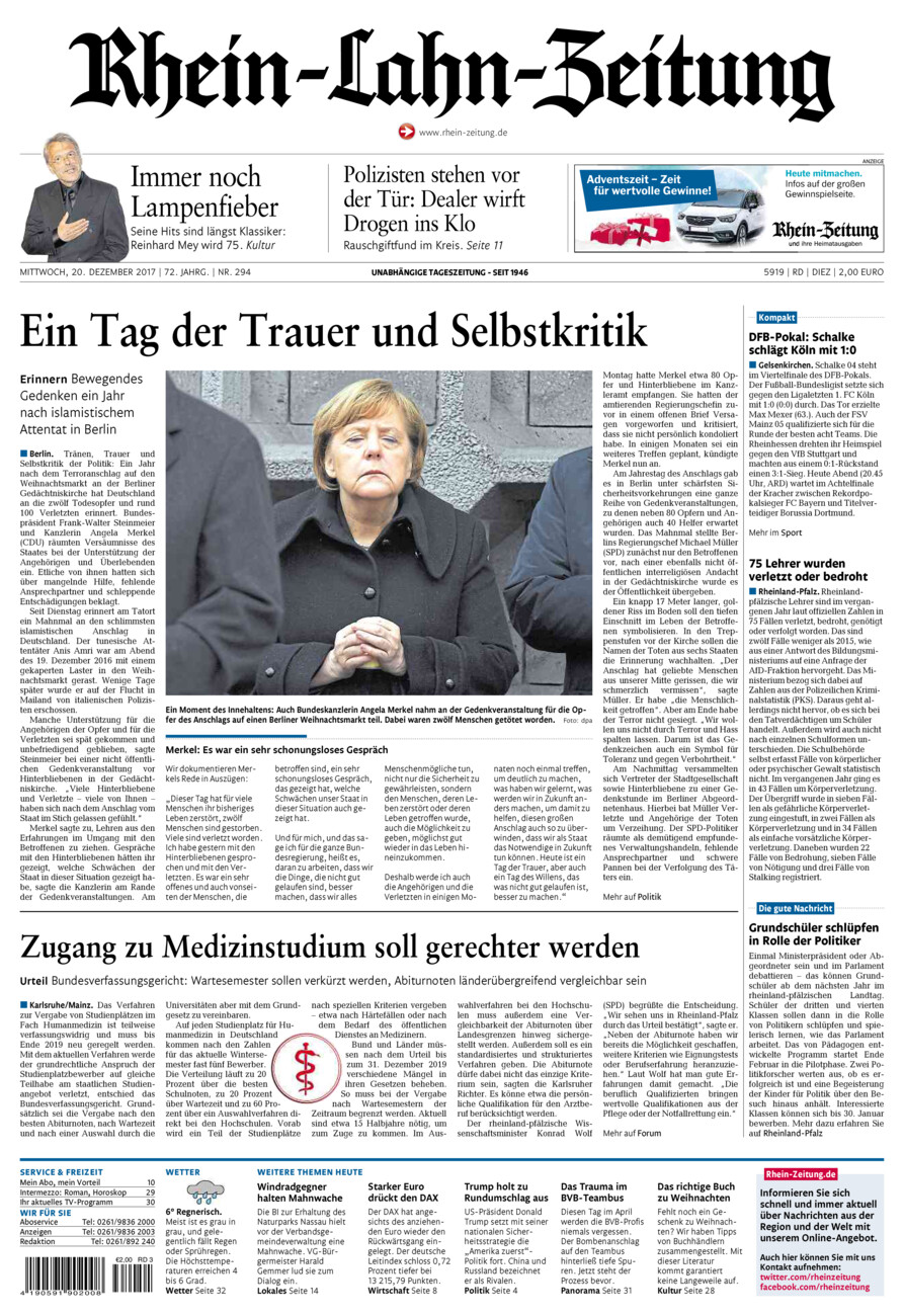 Rhein-Lahn-Zeitung Diez (Archiv) vom Mittwoch, 20.12.2017