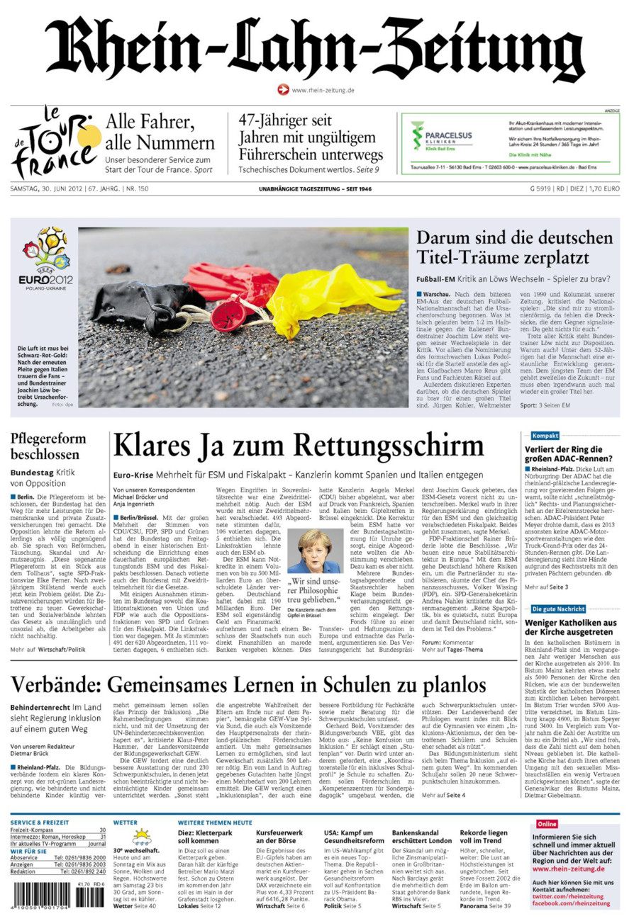 Rhein-Lahn-Zeitung Diez (Archiv) vom Samstag, 30.06.2012