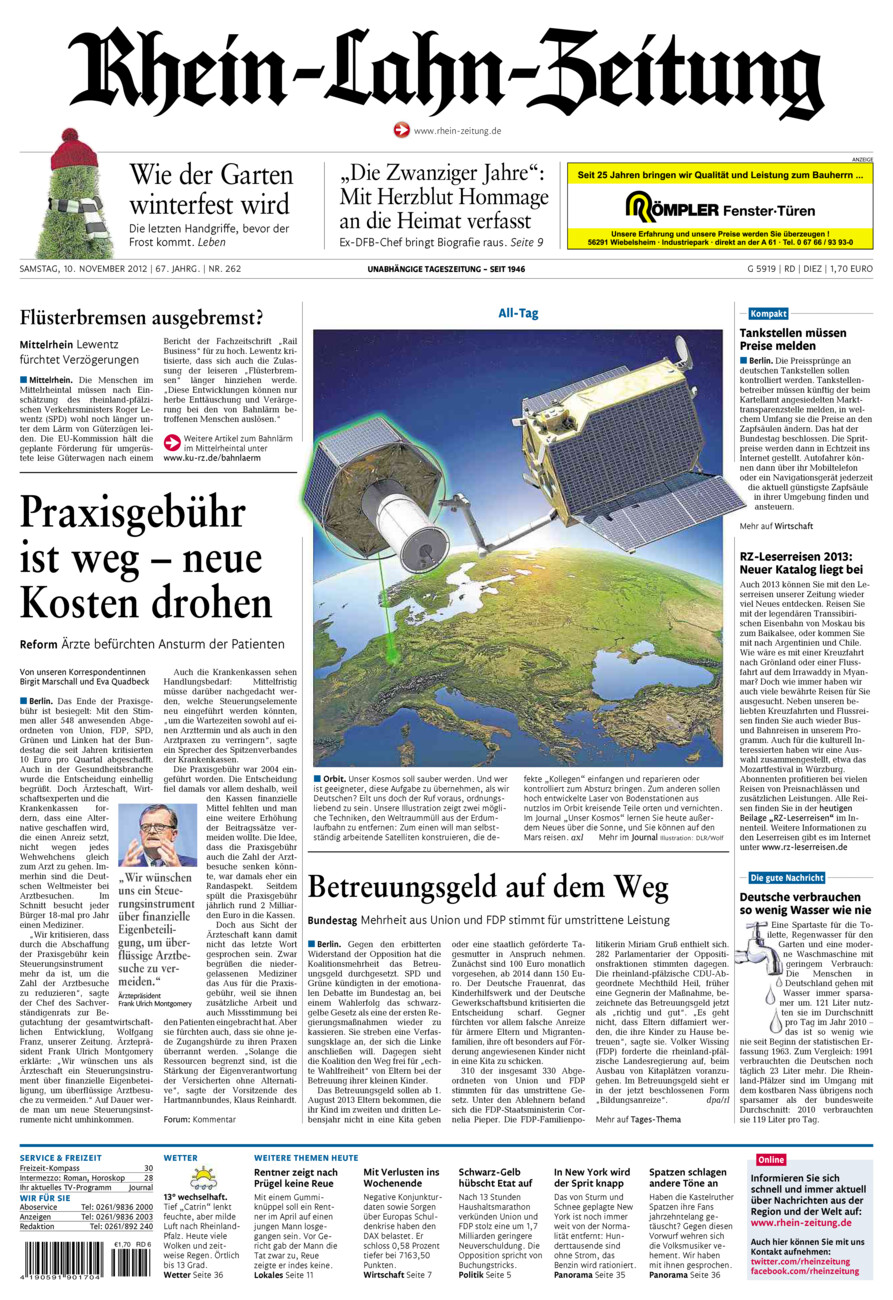 Rhein-Lahn-Zeitung Diez (Archiv) vom Samstag, 10.11.2012