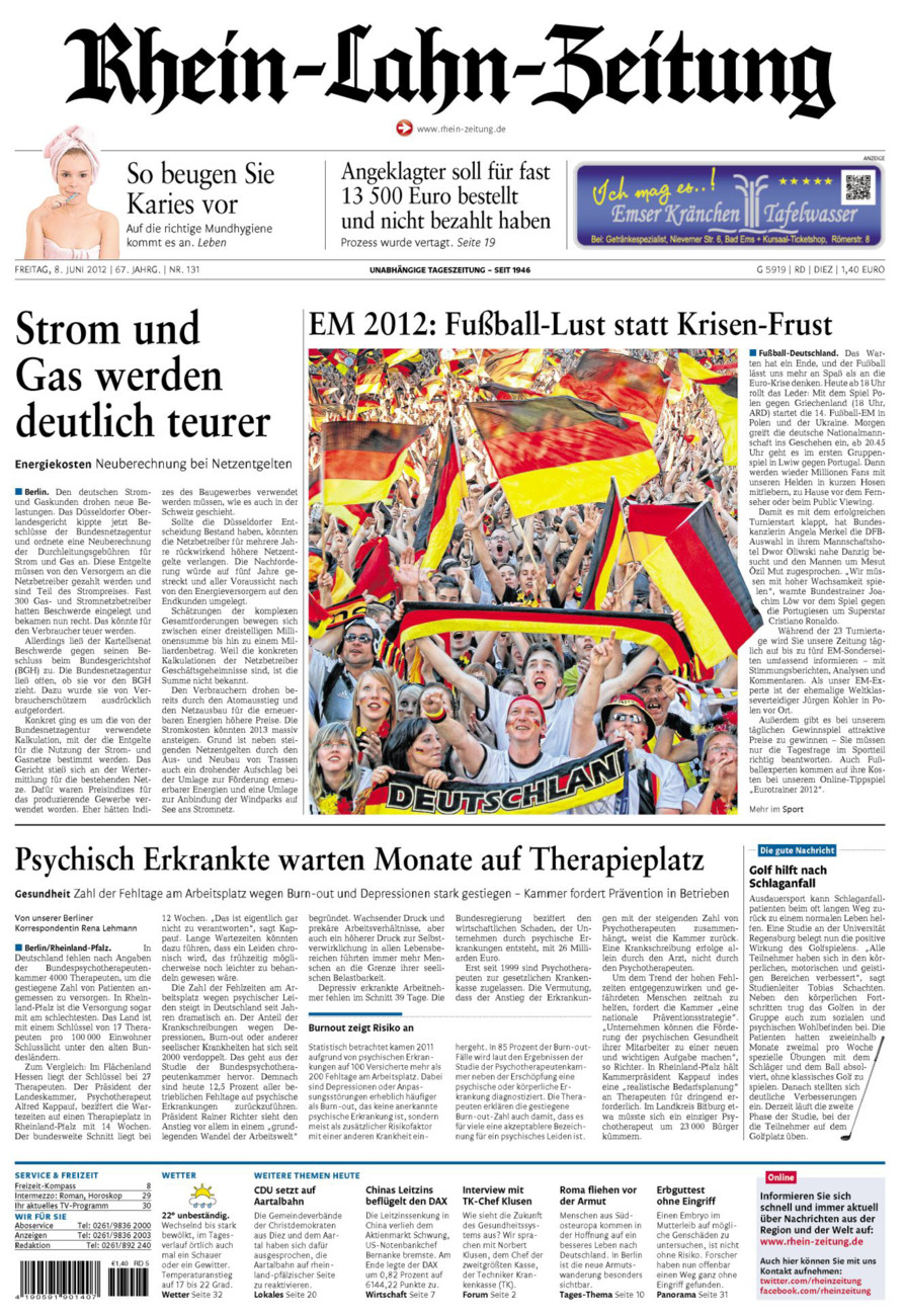 Rhein-Lahn-Zeitung Diez (Archiv) vom Freitag, 08.06.2012