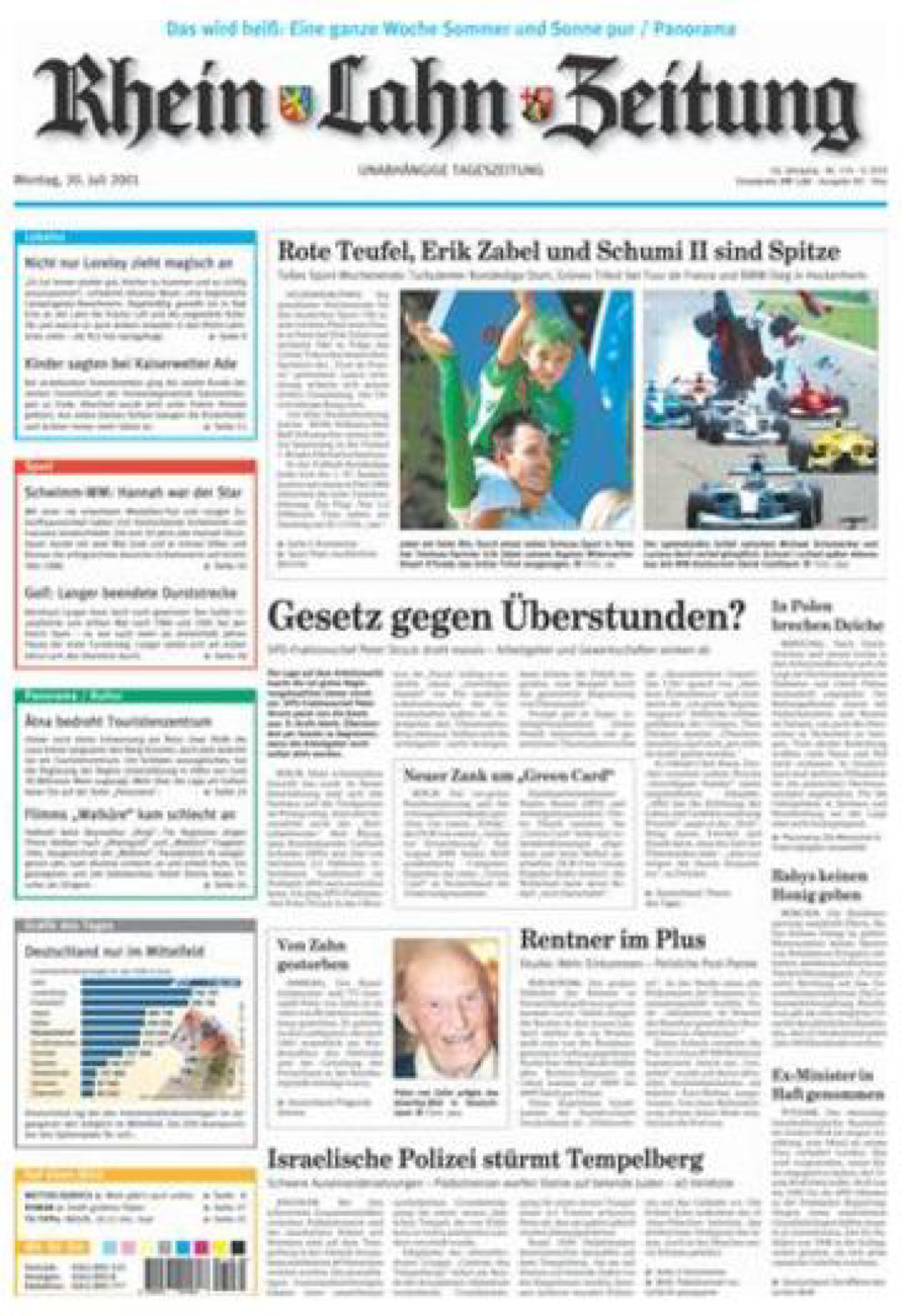 Rhein-Lahn-Zeitung Diez (Archiv) vom Montag, 30.07.2001