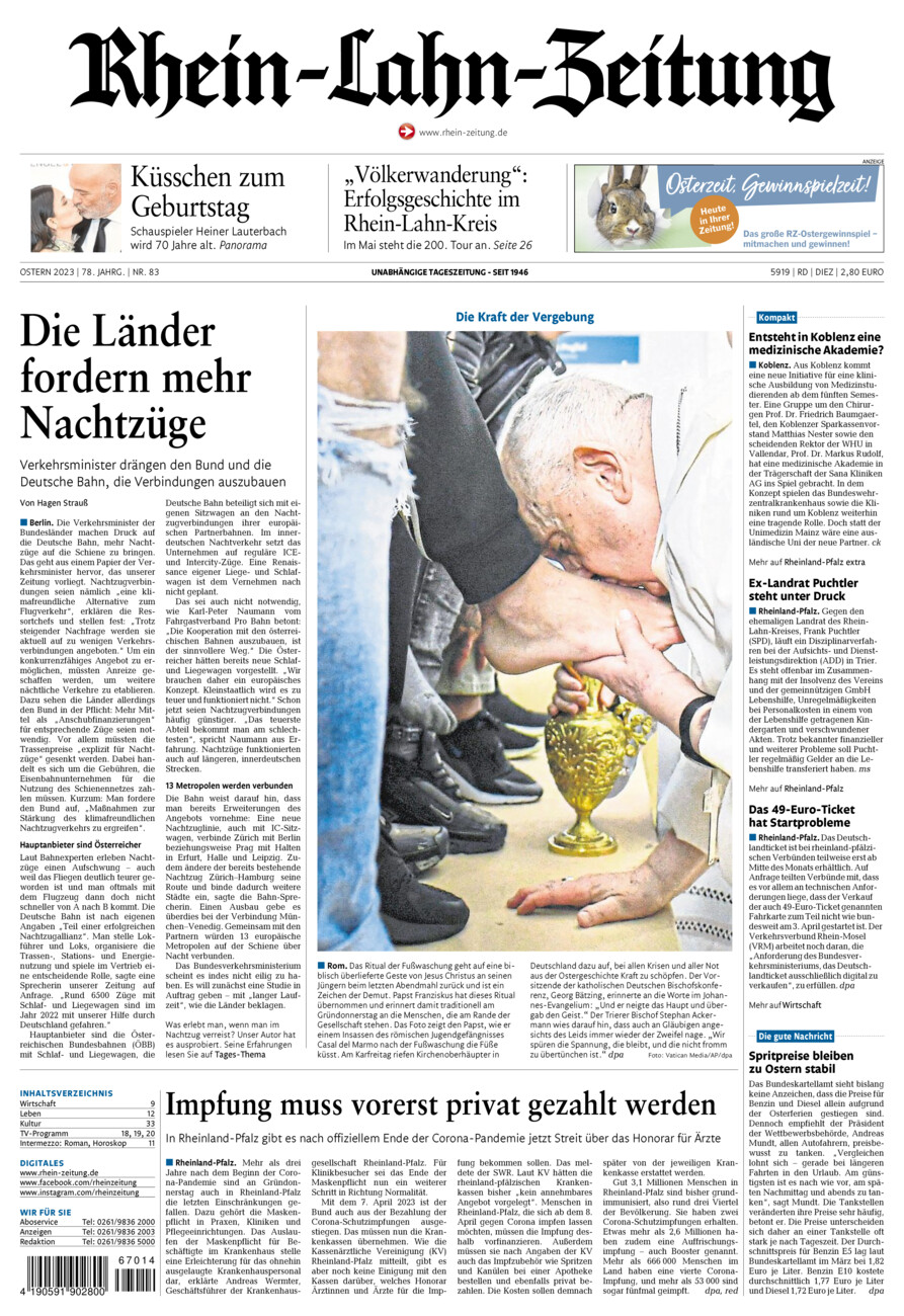 Rhein-Lahn-Zeitung Diez (Archiv) vom Samstag, 08.04.2023