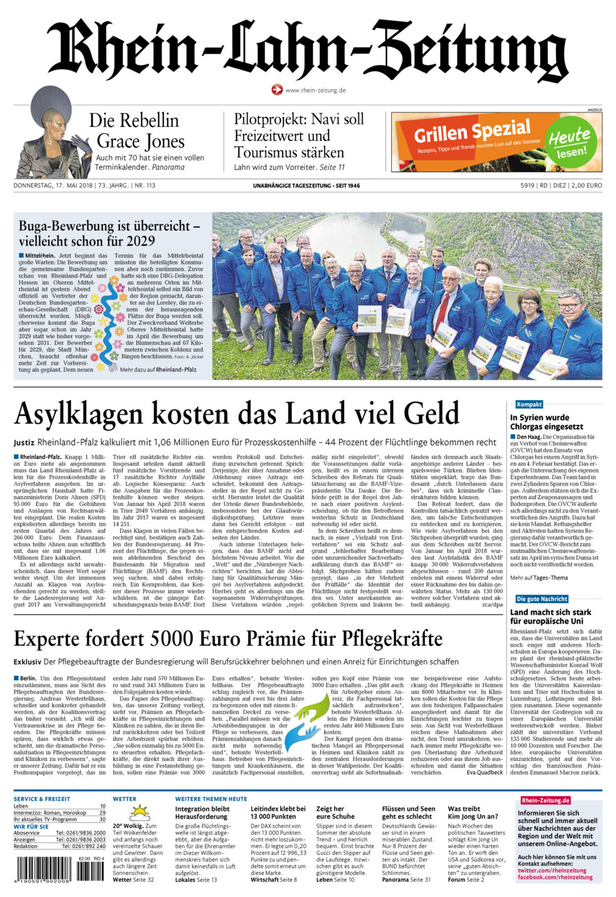 Rhein-Lahn-Zeitung Diez (Archiv) vom Donnerstag, 17.05.2018