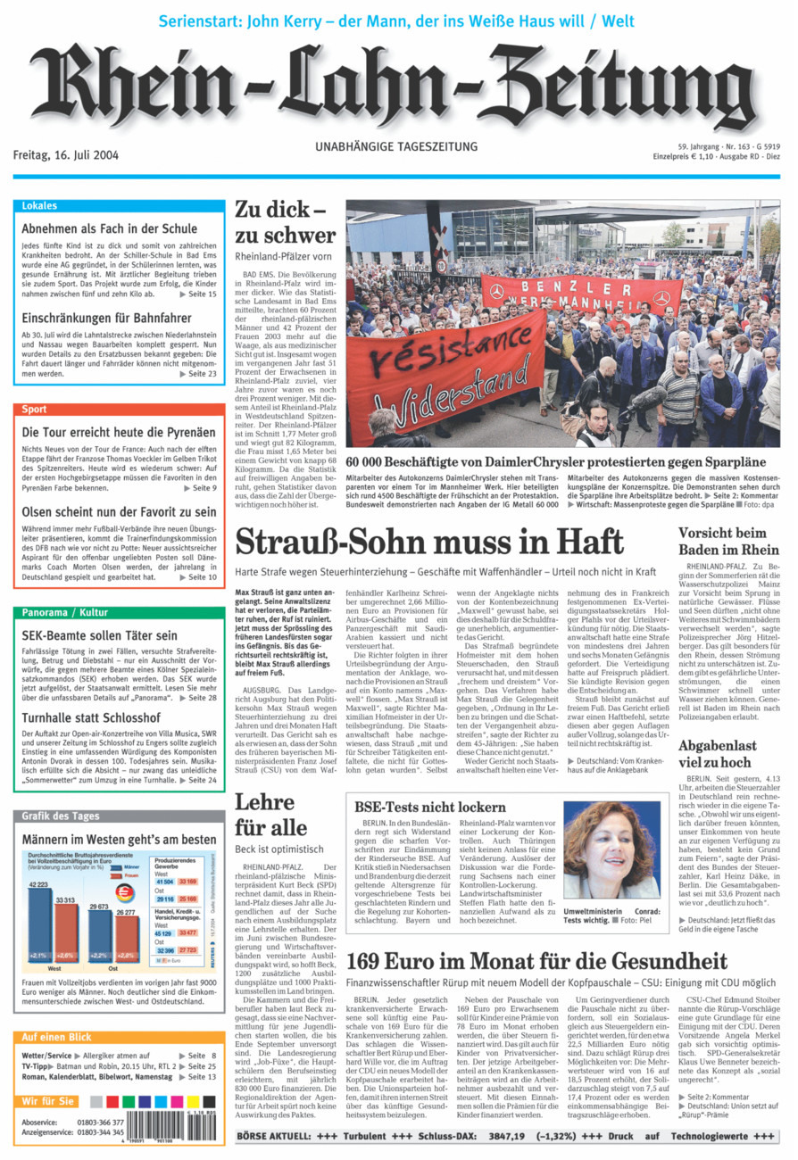 Rhein-Lahn-Zeitung Diez (Archiv) vom Freitag, 16.07.2004