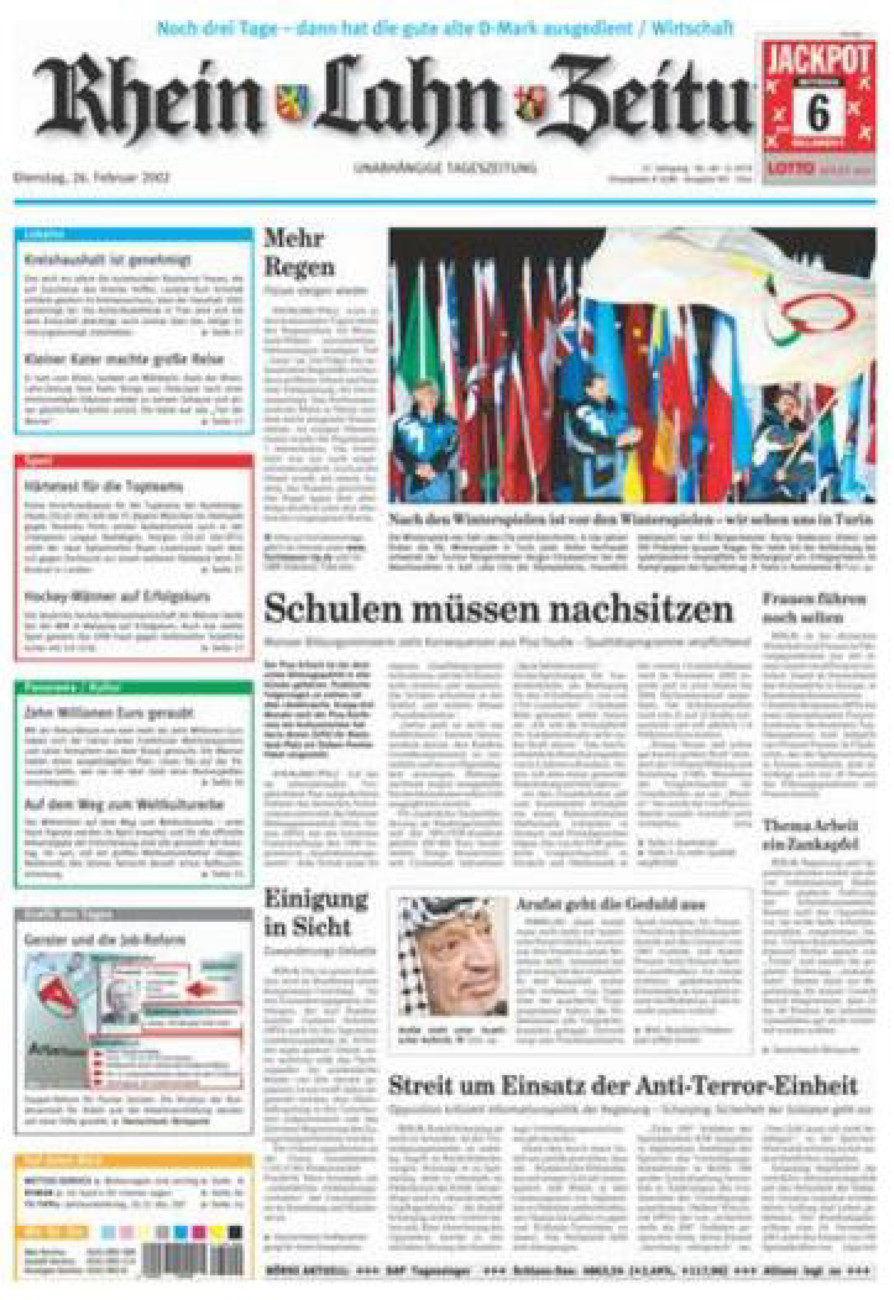Rhein-Lahn-Zeitung Diez (Archiv) vom Dienstag, 26.02.2002