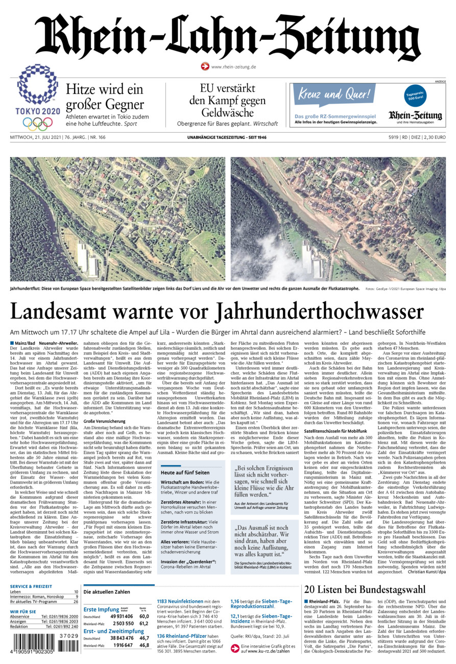 Rhein-Lahn-Zeitung Diez (Archiv) vom Mittwoch, 21.07.2021