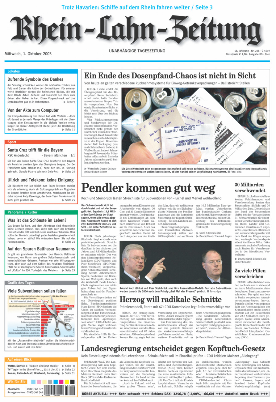 Rhein-Lahn-Zeitung Diez (Archiv) vom Mittwoch, 01.10.2003