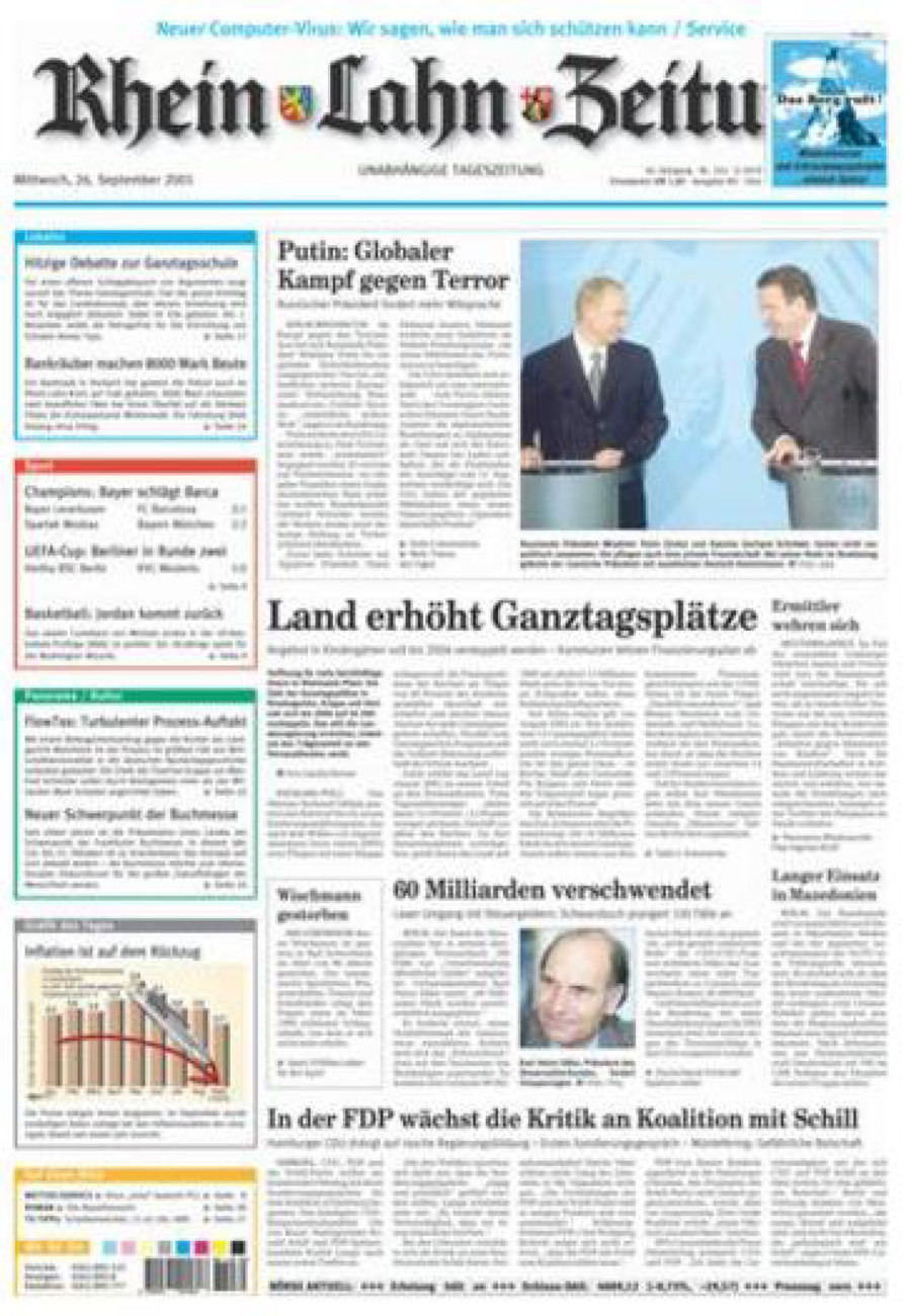 Rhein-Lahn-Zeitung Diez (Archiv) vom Mittwoch, 26.09.2001