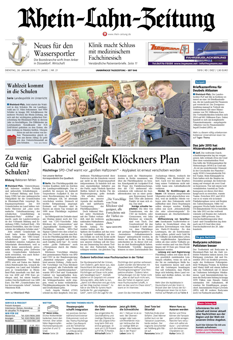 Rhein-Lahn-Zeitung Diez (Archiv) vom Dienstag, 26.01.2016