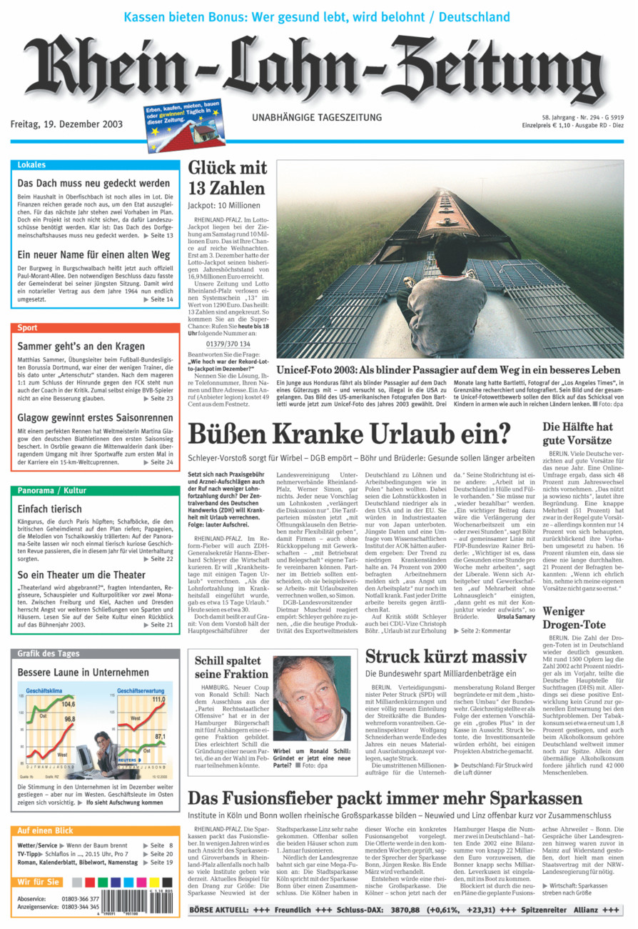 Rhein-Lahn-Zeitung Diez (Archiv) vom Freitag, 19.12.2003
