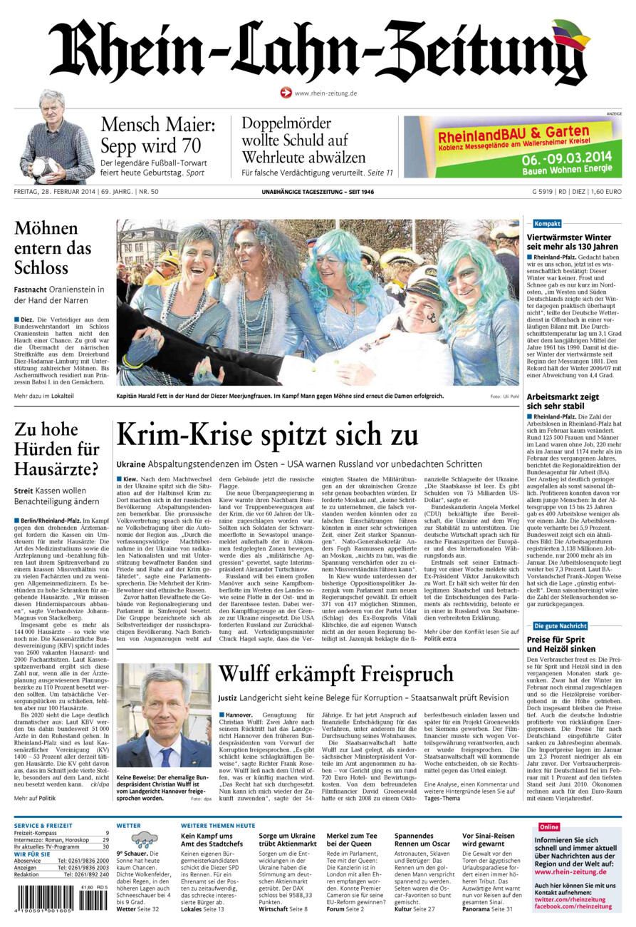 Rhein-Lahn-Zeitung Diez (Archiv) vom Freitag, 28.02.2014
