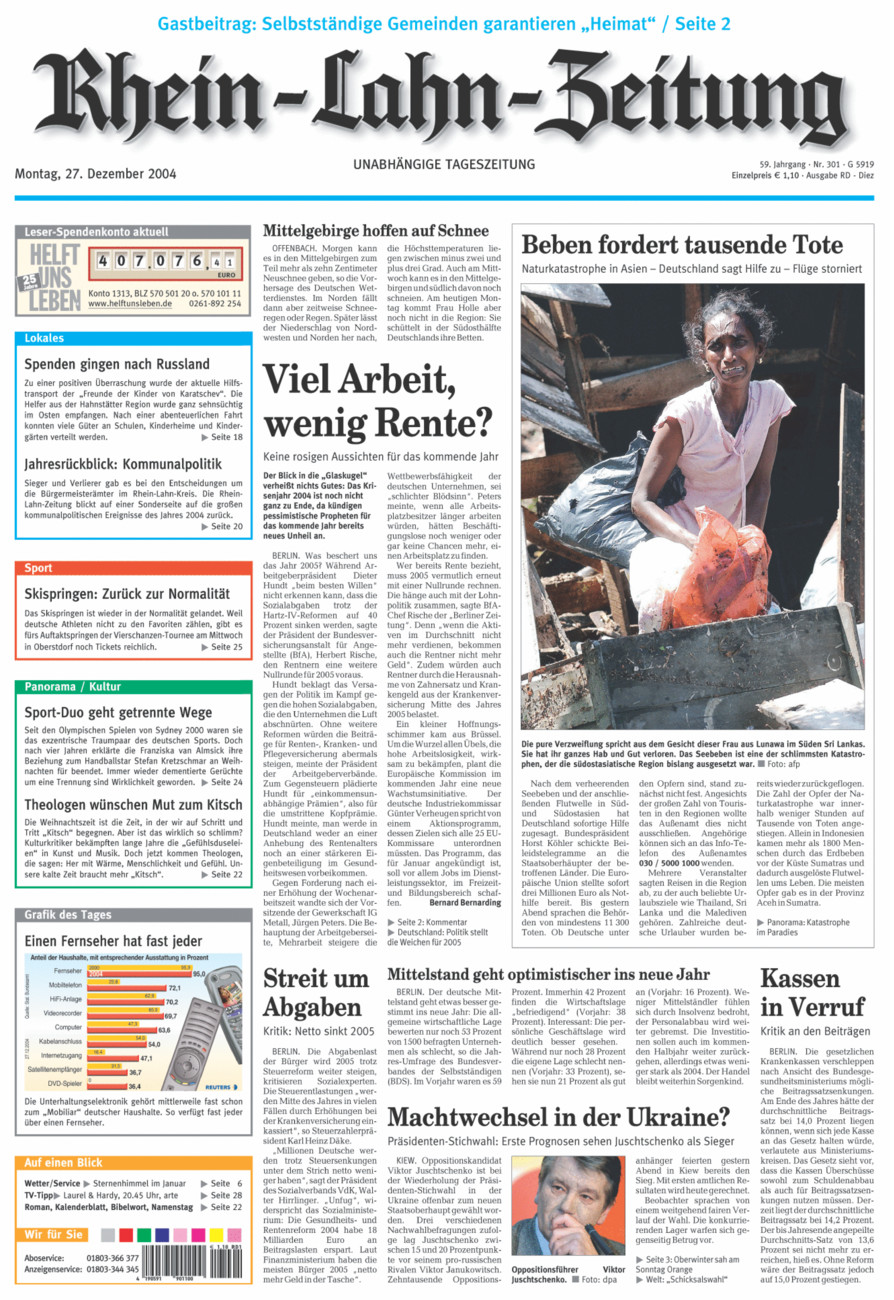 Rhein-Lahn-Zeitung Diez (Archiv) vom Montag, 27.12.2004