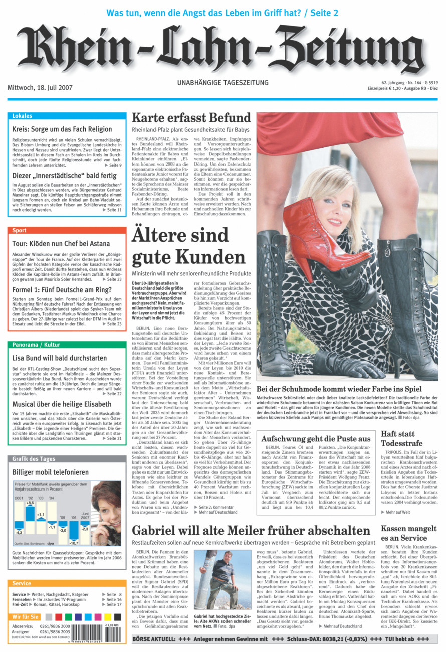 Rhein-Lahn-Zeitung Diez (Archiv) vom Mittwoch, 18.07.2007