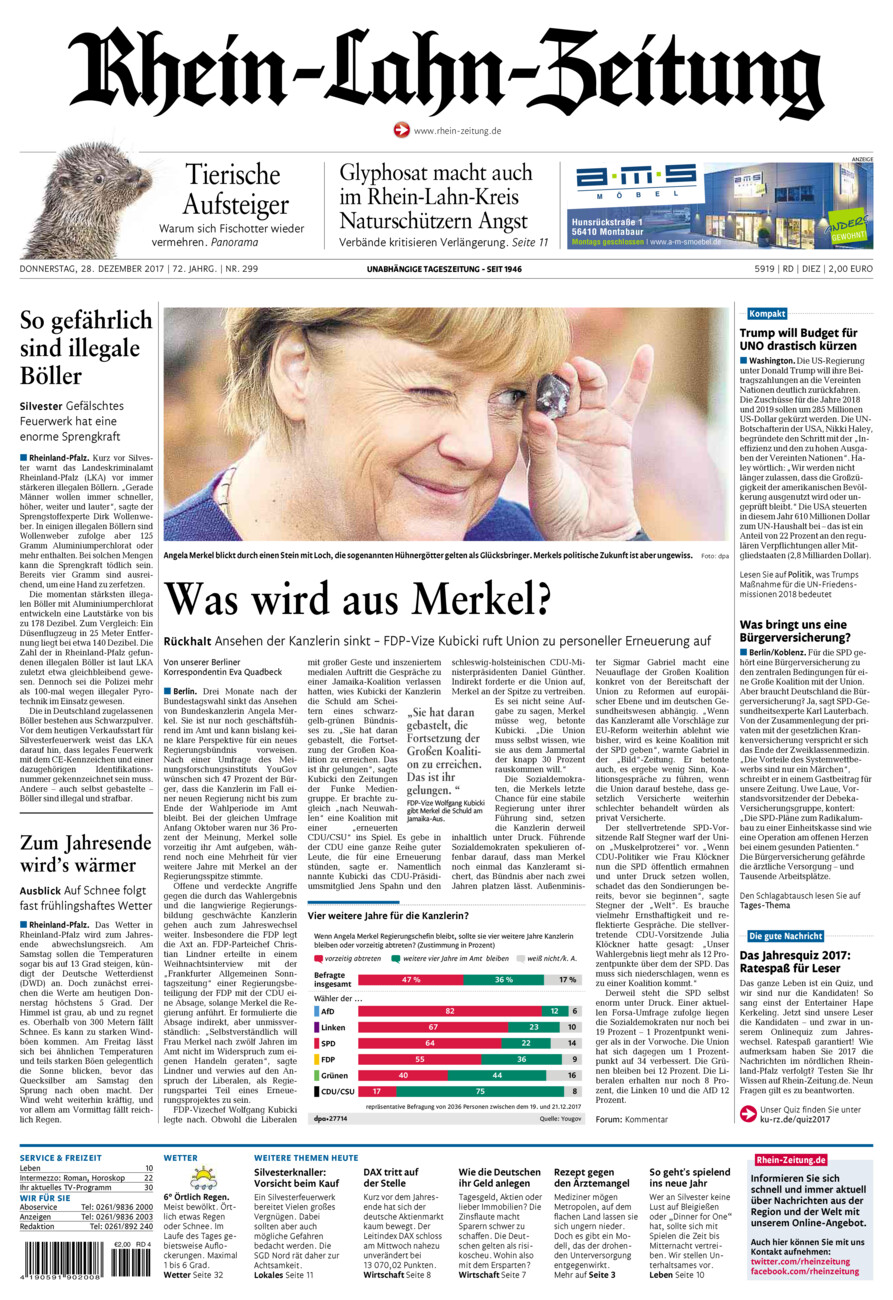 Rhein-Lahn-Zeitung Diez (Archiv) vom Donnerstag, 28.12.2017
