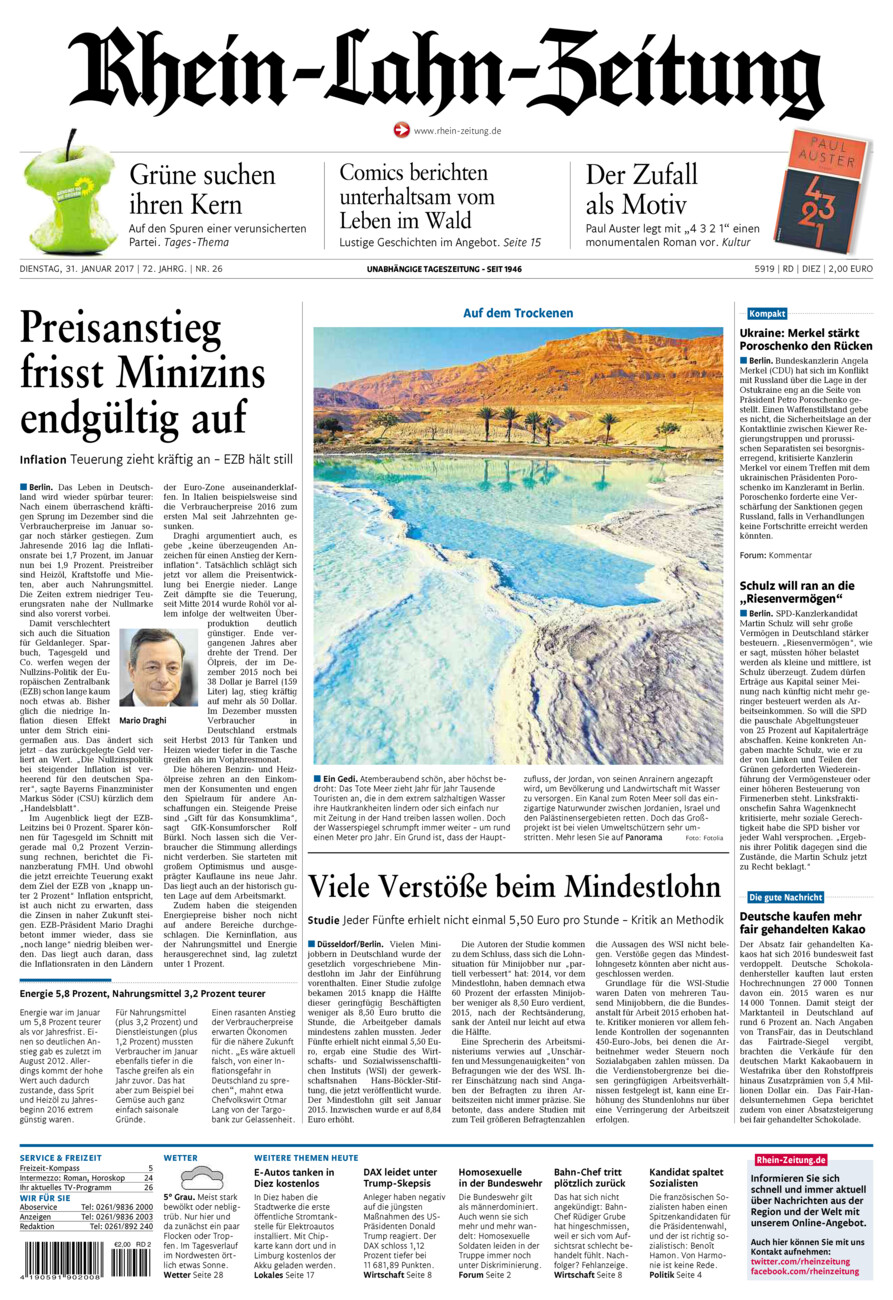 Rhein-Lahn-Zeitung Diez (Archiv) vom Dienstag, 31.01.2017
