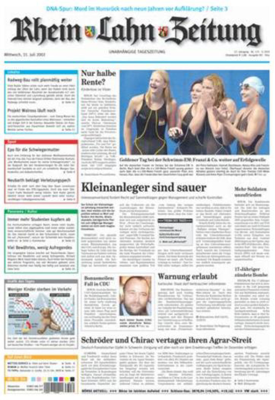 Rhein-Lahn-Zeitung Diez (Archiv) vom Mittwoch, 31.07.2002