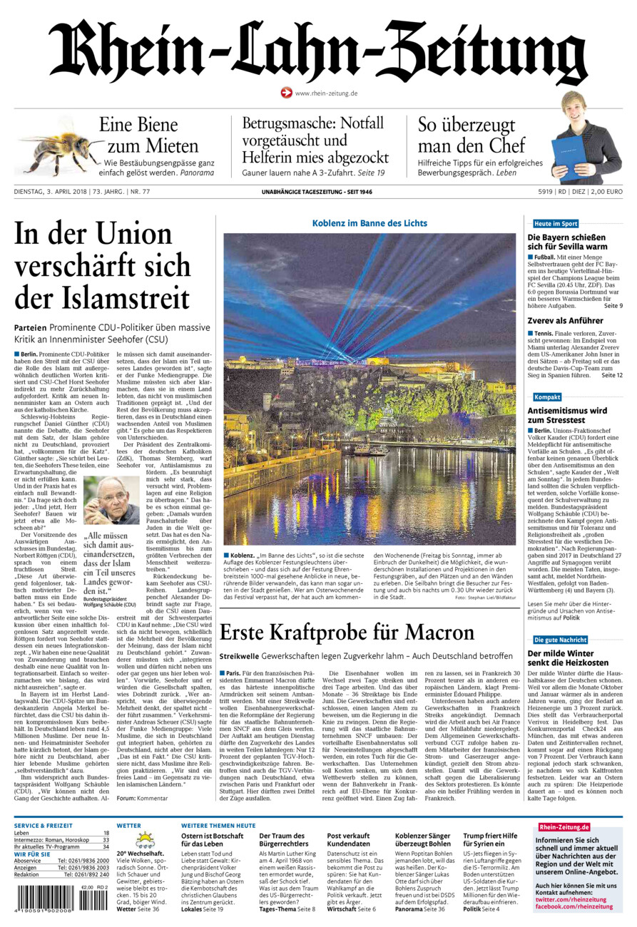 Rhein-Lahn-Zeitung Diez (Archiv) vom Dienstag, 03.04.2018
