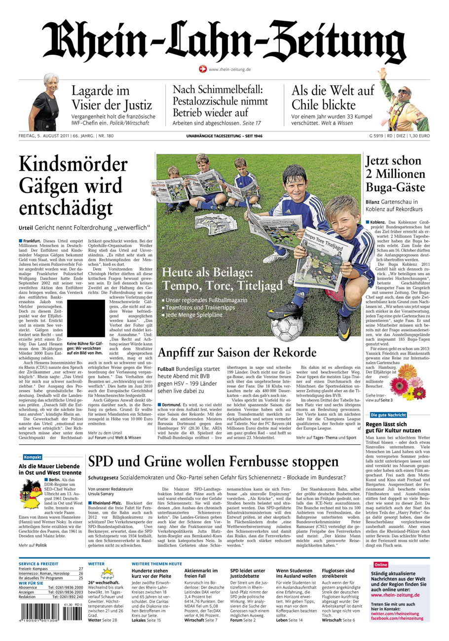 Rhein-Lahn-Zeitung Diez (Archiv) vom Freitag, 05.08.2011