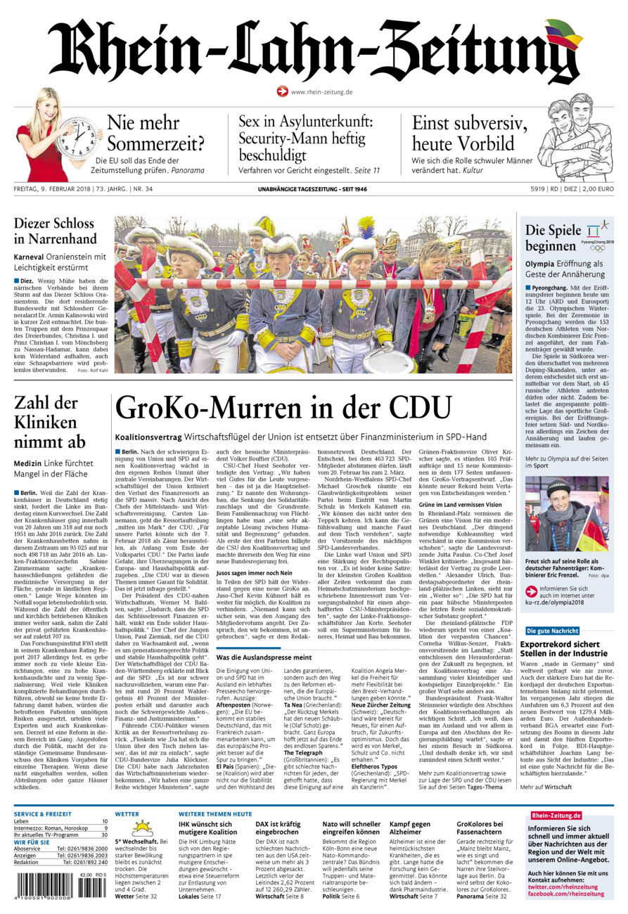 Rhein-Lahn-Zeitung Diez (Archiv) vom Freitag, 09.02.2018