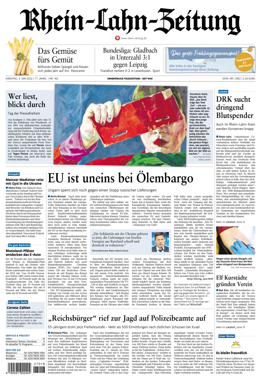 Rhein-Lahn-Zeitung Diez (Archiv) vom Dienstag, 03.05.2022