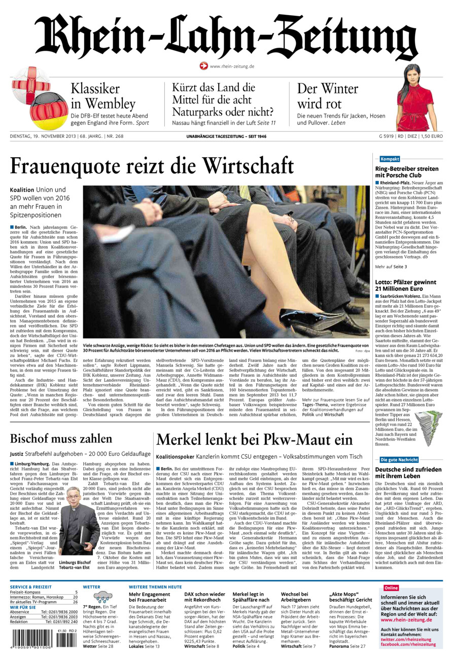 Rhein-Lahn-Zeitung Diez (Archiv) vom Dienstag, 19.11.2013