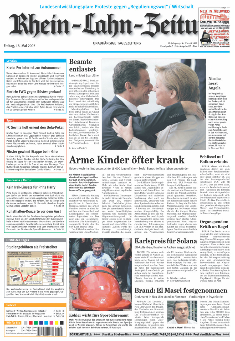 Rhein-Lahn-Zeitung Diez (Archiv) vom Freitag, 18.05.2007