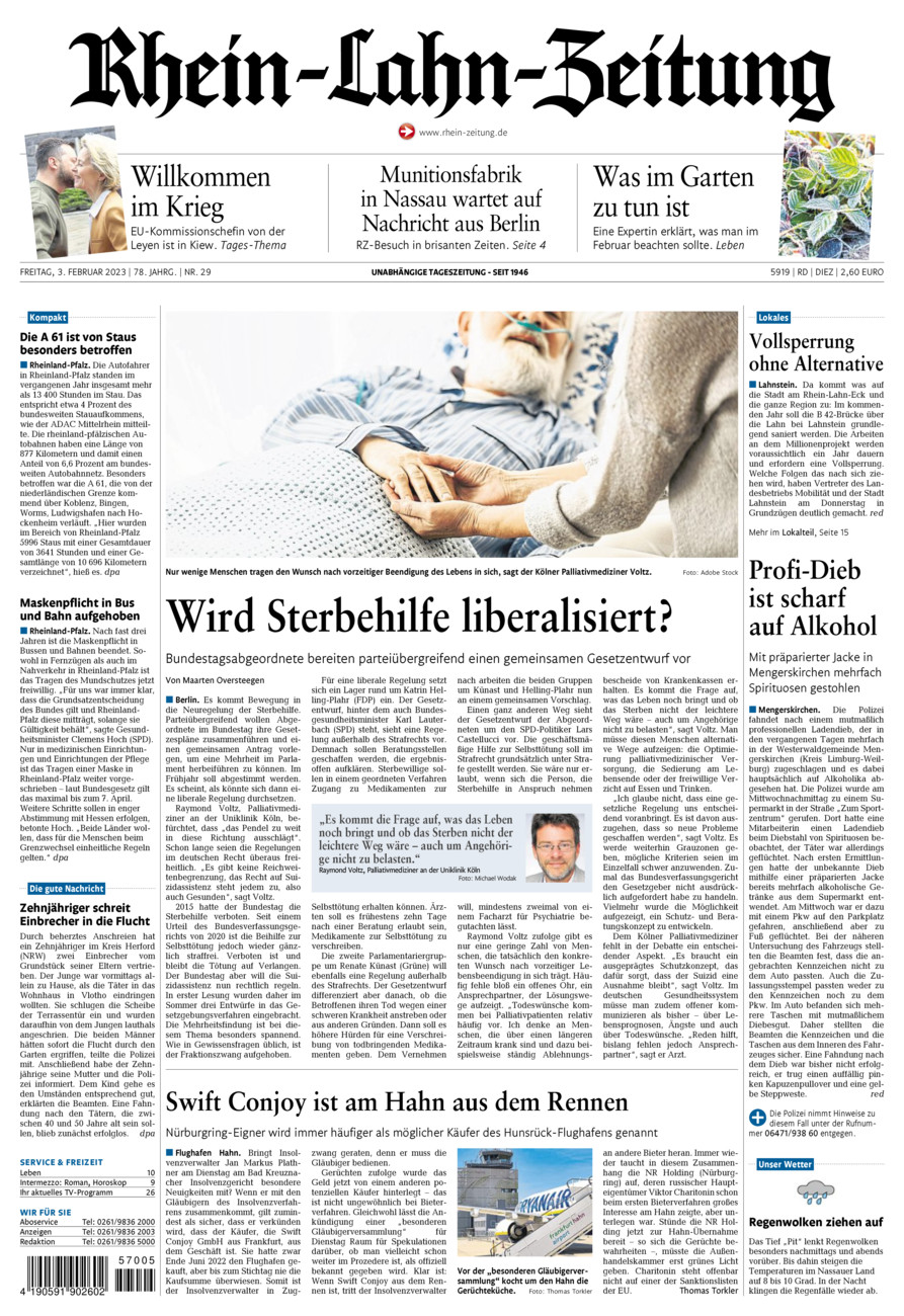 Rhein-Lahn-Zeitung Diez (Archiv) vom Freitag, 03.02.2023