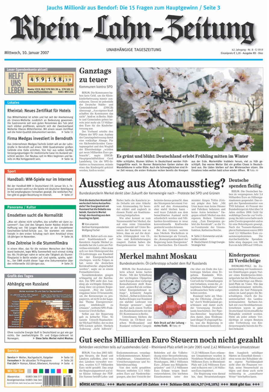 Rhein-Lahn-Zeitung Diez (Archiv) vom Mittwoch, 10.01.2007