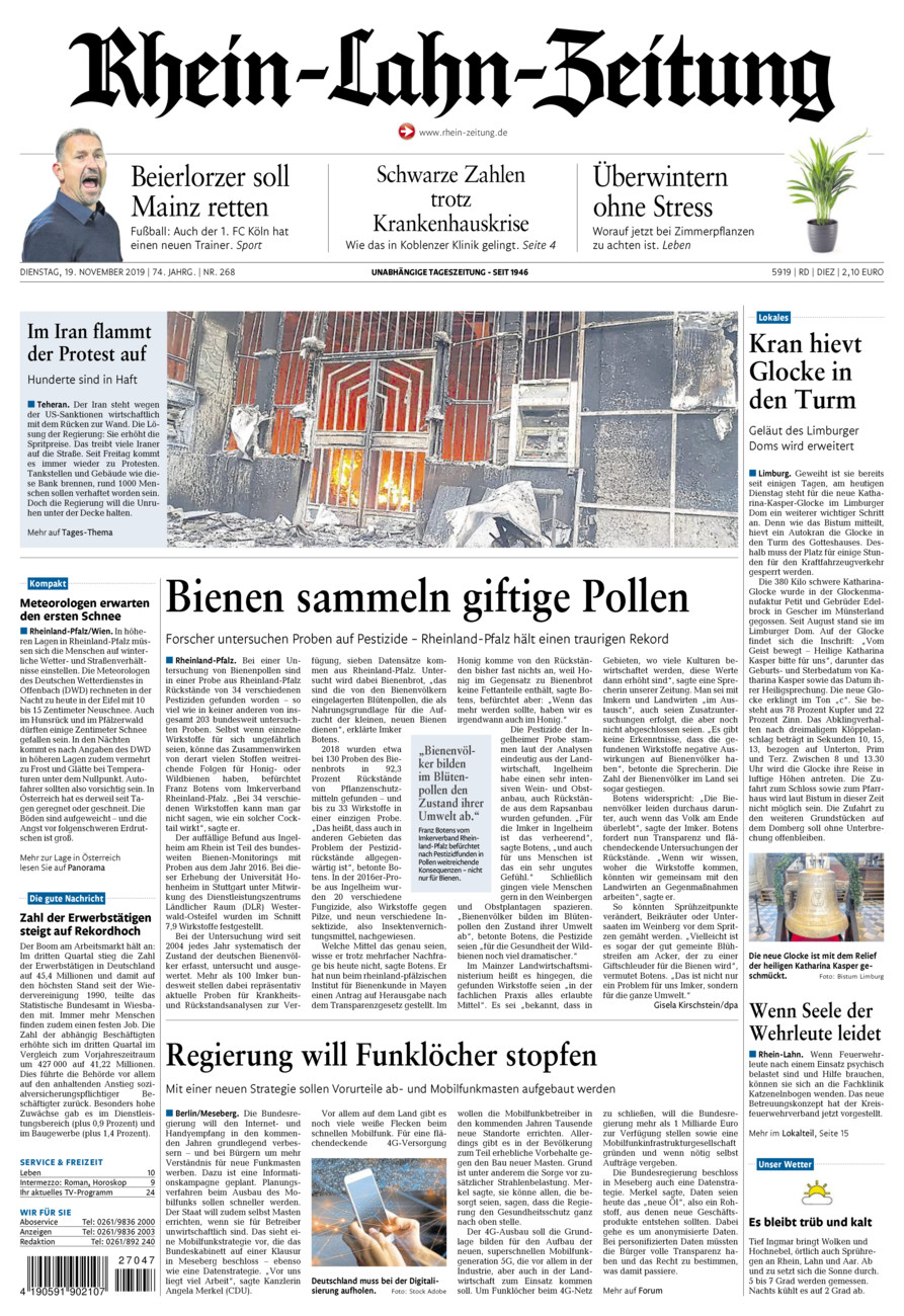 Rhein-Lahn-Zeitung Diez (Archiv) vom Dienstag, 19.11.2019