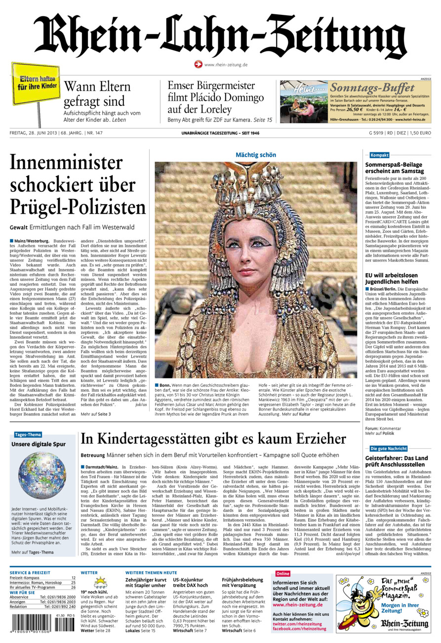 Rhein-Lahn-Zeitung Diez (Archiv) vom Freitag, 28.06.2013