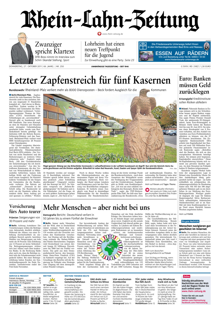 Rhein-Lahn-Zeitung Diez (Archiv) vom Donnerstag, 27.10.2011