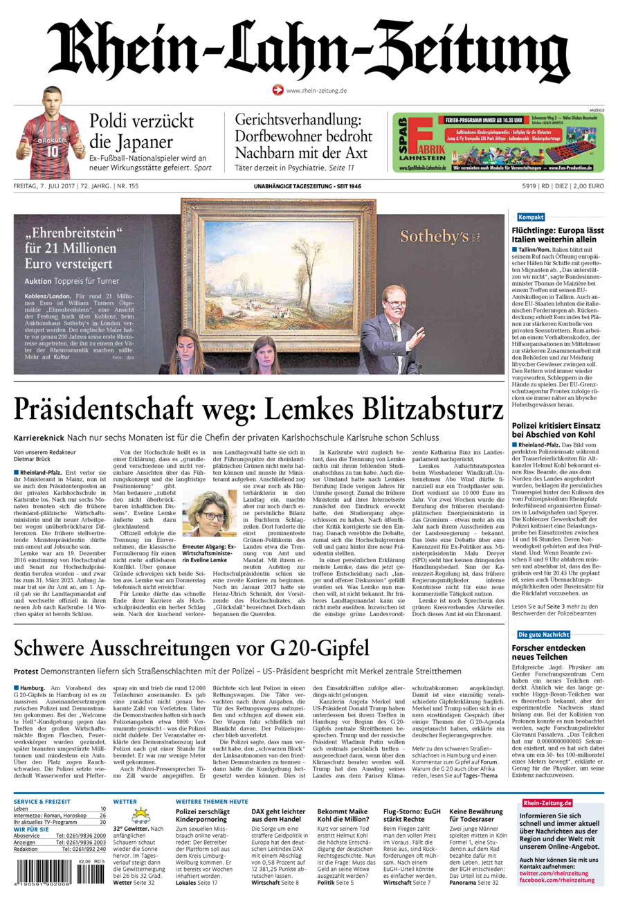 Rhein-Lahn-Zeitung Diez (Archiv) vom Freitag, 07.07.2017