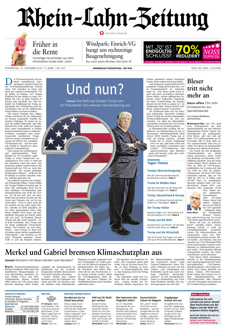 Rhein-Lahn-Zeitung Diez (Archiv) vom Donnerstag, 10.11.2016