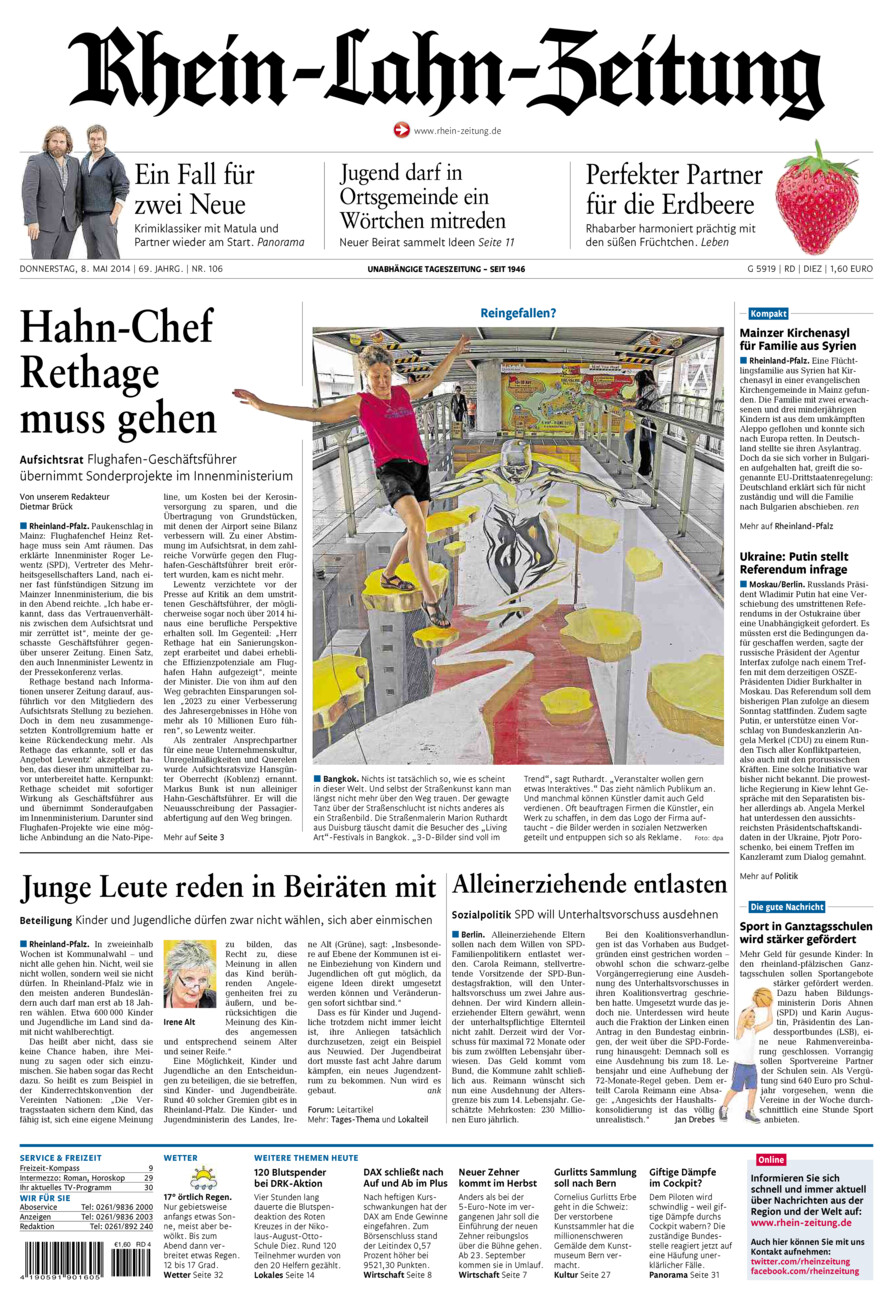 Rhein-Lahn-Zeitung Diez (Archiv) vom Donnerstag, 08.05.2014