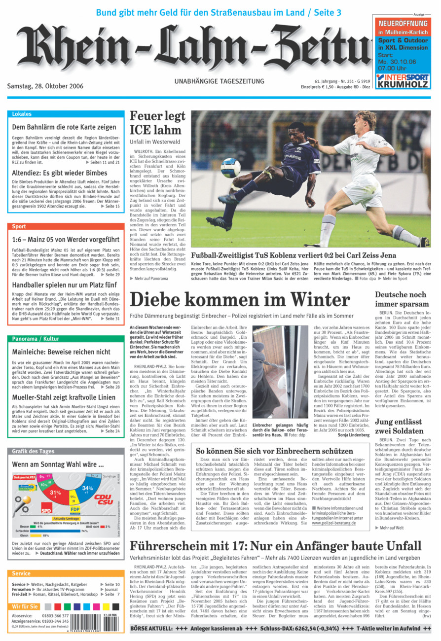 Rhein-Lahn-Zeitung Diez (Archiv) vom Samstag, 28.10.2006