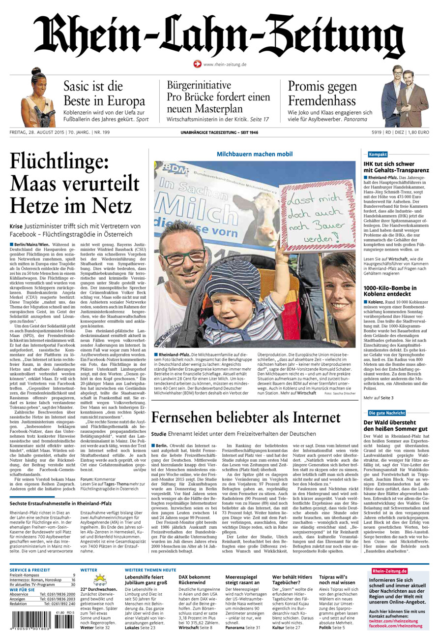 Rhein-Lahn-Zeitung Diez (Archiv) vom Freitag, 28.08.2015