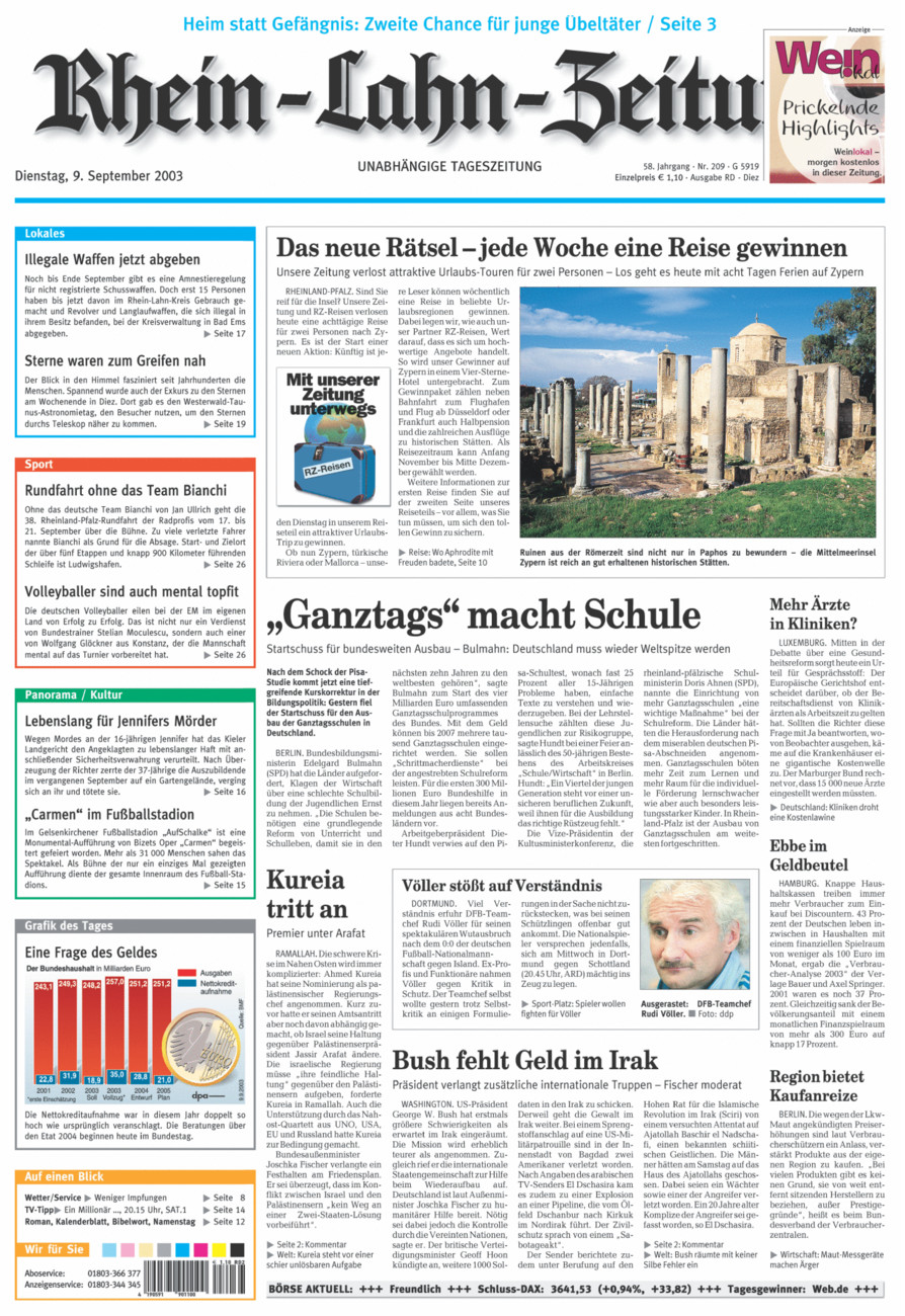Rhein-Lahn-Zeitung Diez (Archiv) vom Dienstag, 09.09.2003